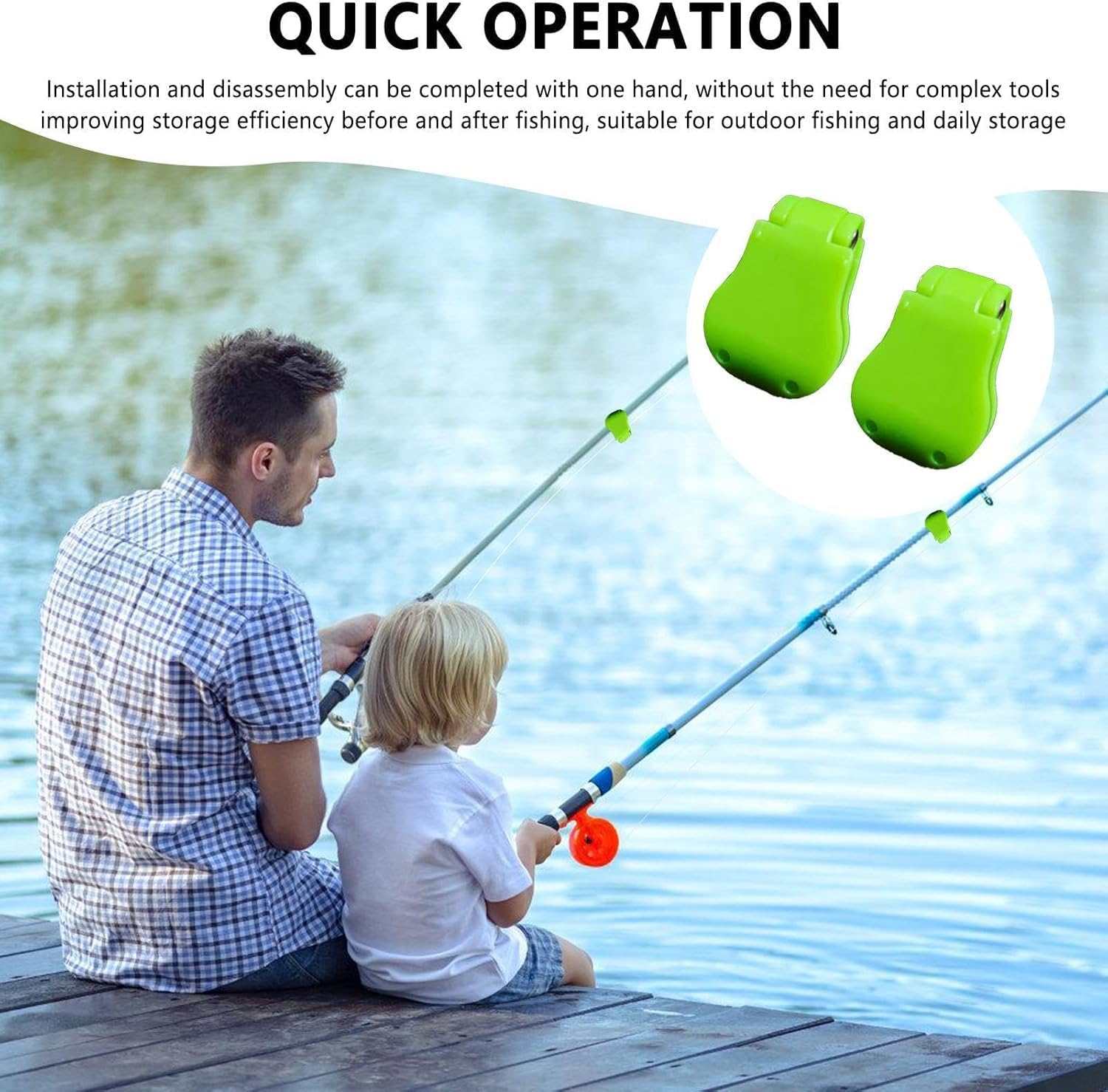 Fishing Rod Tie Holder Pole Keeper Clips, 8Pcs Fishing Rod Clips Holders Pole Fixed Keeper Rod Tie Tackle Clips, Portable Beach Elastic Wall Mounted Fishing Pole Holder Straps, Green image number 6