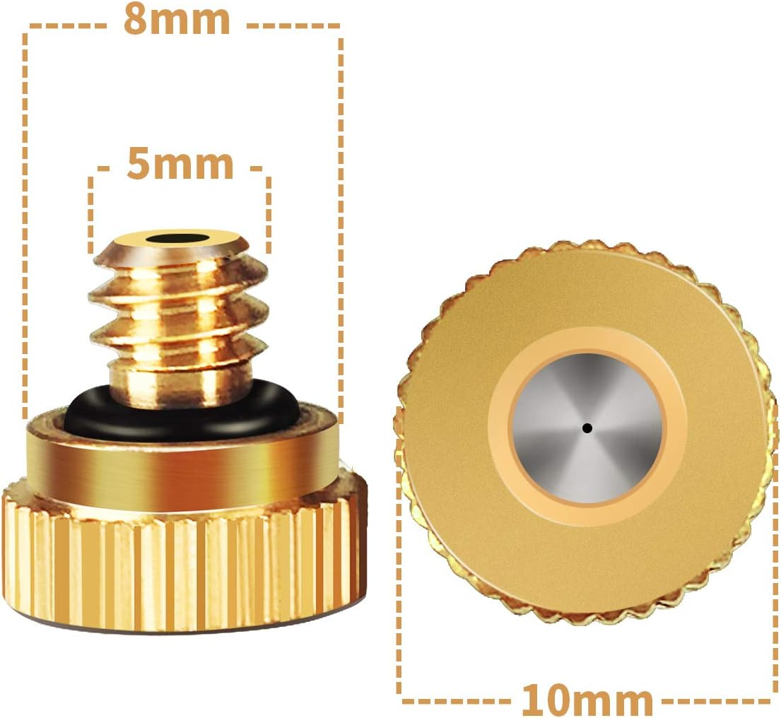 Misting Nozzles for Outdoor Cooling System Outdoor Cooling Nozzle, UNC 10/24 Brass Misting Nozzles 0.012" Orifice (0.3Mm), 30 Pcs