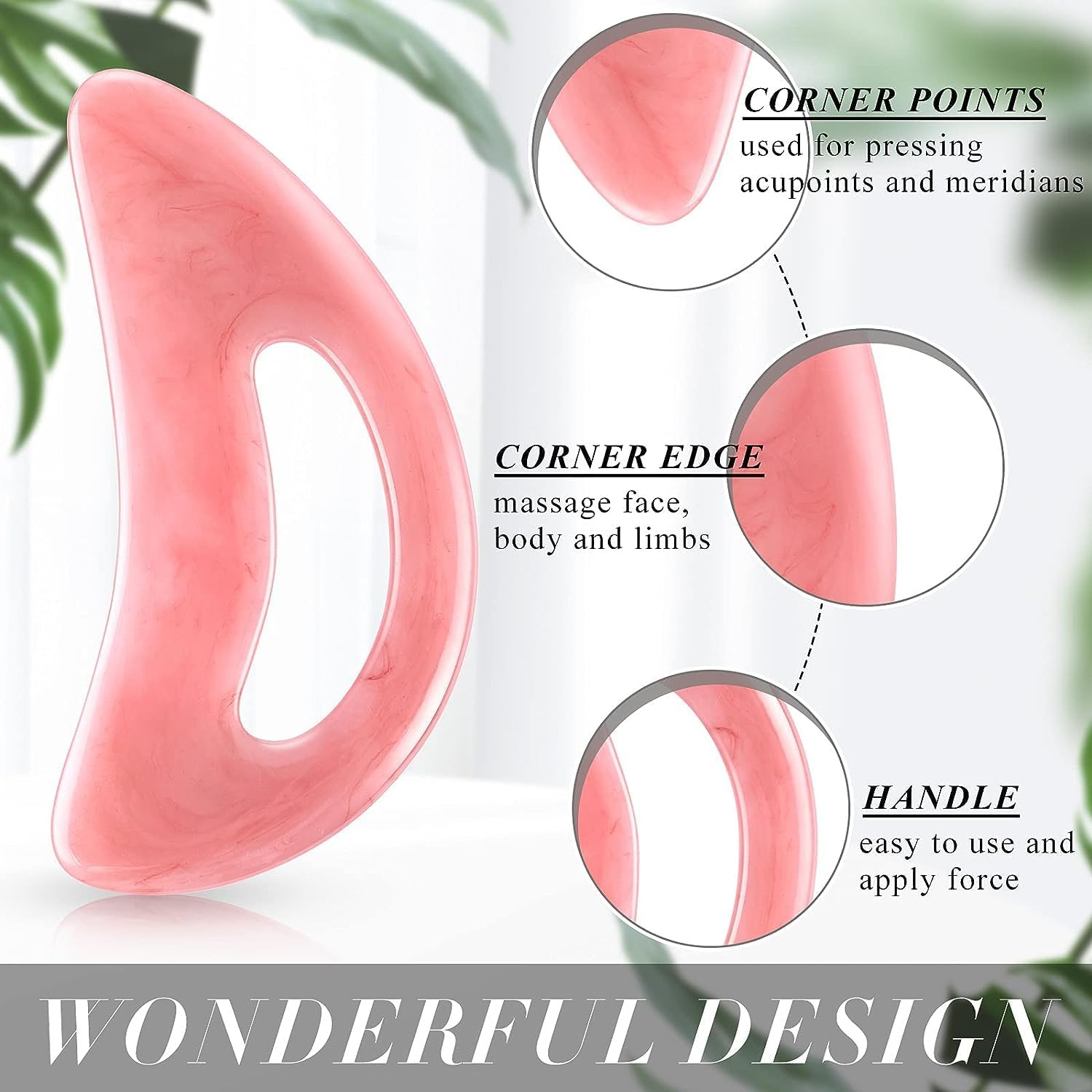 Resin Guasha Board with Handle - Wider Muscle Scraping Massage Tool for Lymphatic Drainage, Body Shaping, and Gua Sha Therapy image number 5