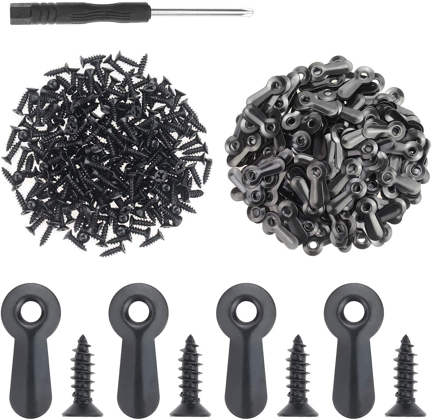 200 Pieces Frame Picture Turn Button and 200 Pieces Screws for Hanging Pictures, Black