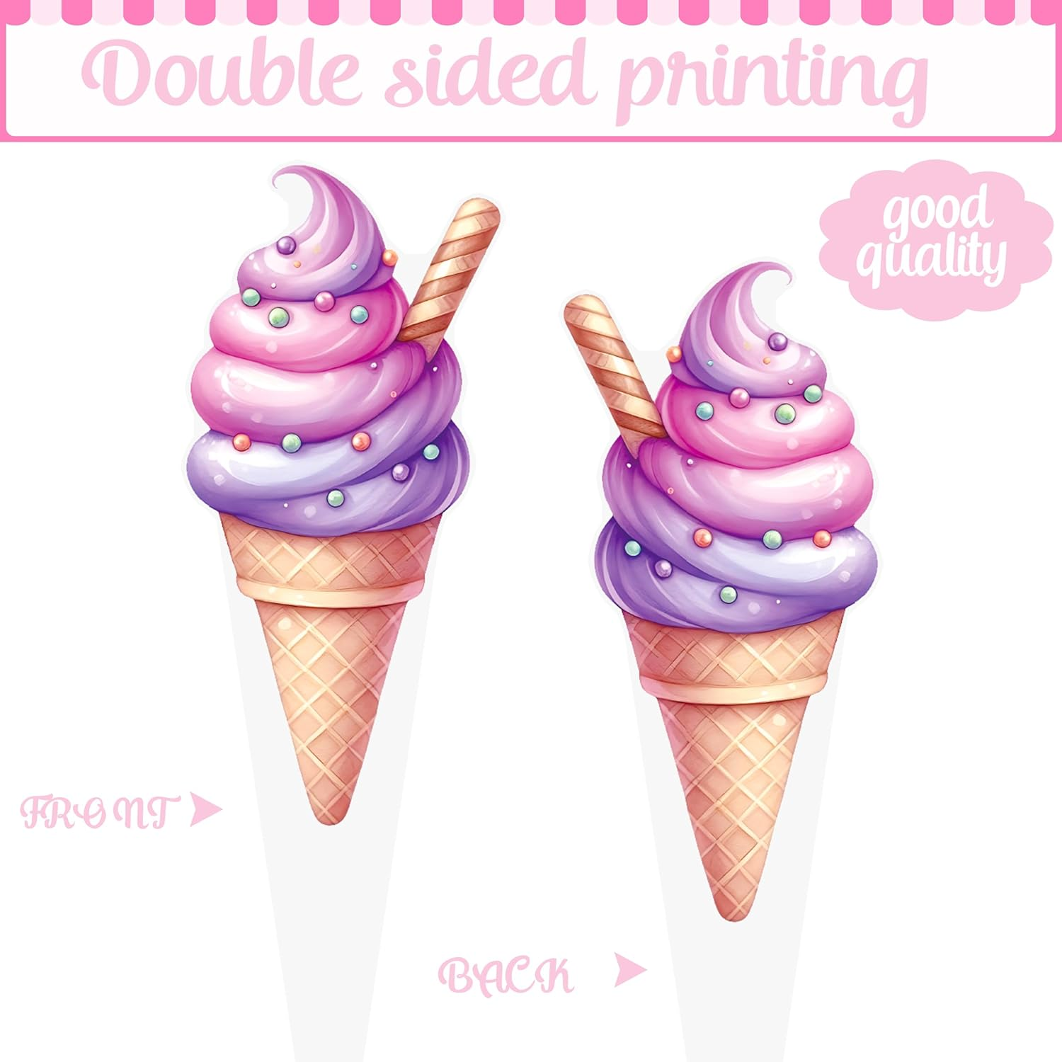 Ice Cream Theme Cupcake Toppers for Summer Party Decorations image number 2