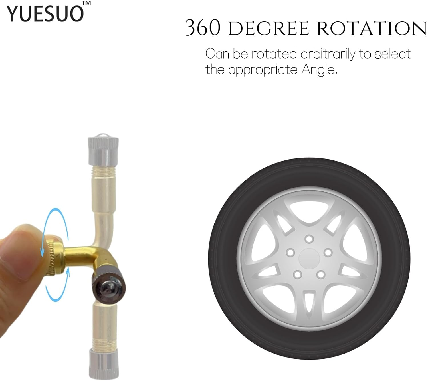 YUESUO 2 PCS Tire Valve Extension 90 Degree Brass Tire Valve Stem Extension Universal Valve Stem Extensions Suitable for Most Cars (Gold 2-Pack) image number 6