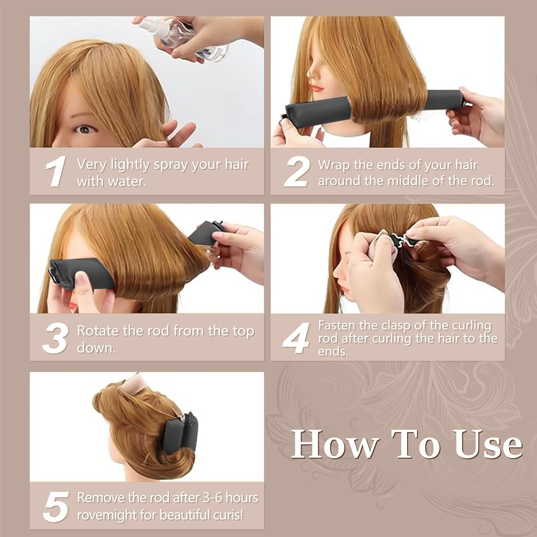 Curlers, No Heat Curling Iron for Long Hair, Heat-Free Curling Iron for All Hair Types, Homemade Heat-Free Curling Band Hairstyle Set for Medium to Long Hair (Pack of 3)