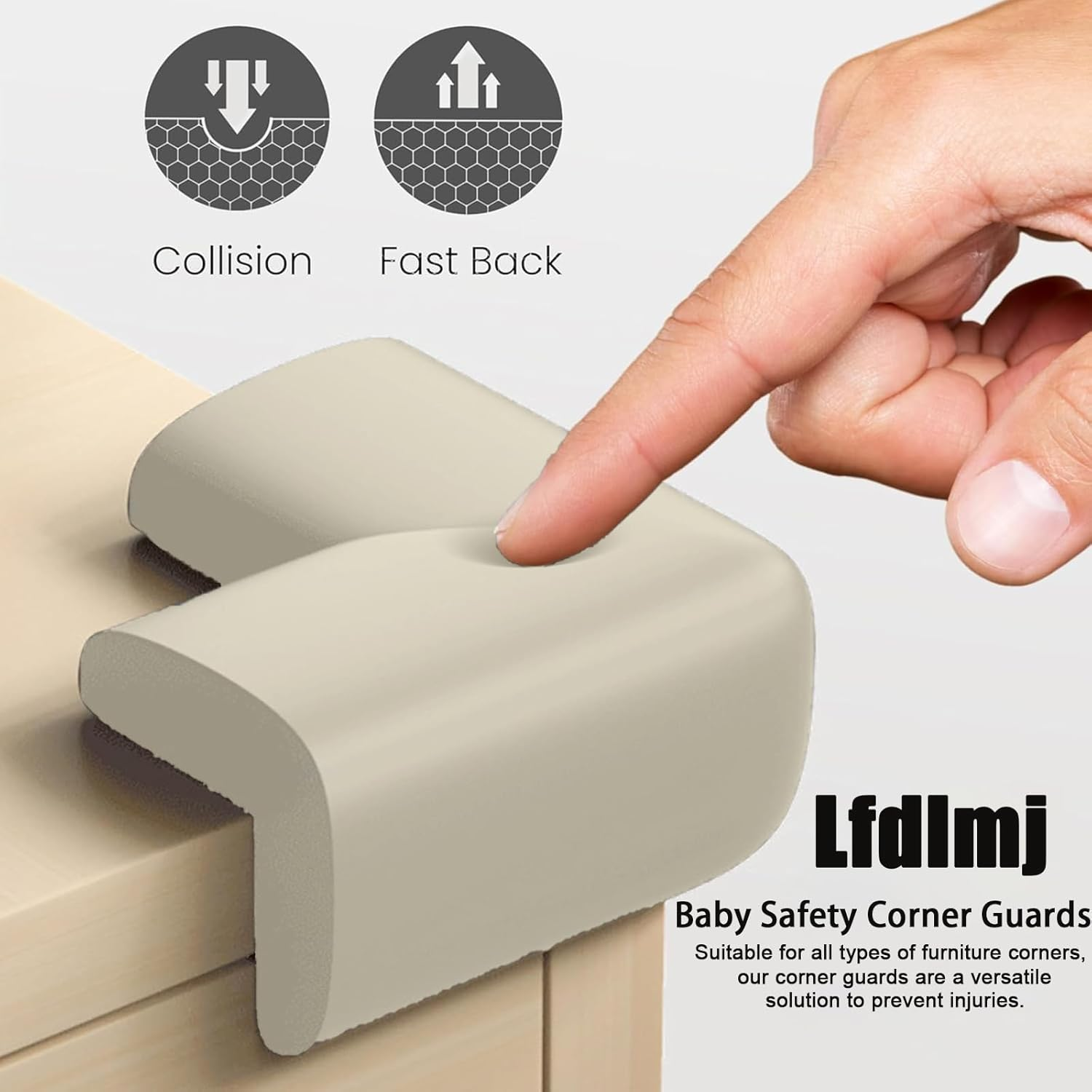 12 Packs Baby Safety Corner Guards for Baby Proofing Furniture Soft Foam Corner Covers Furniture Corner and Edge Safety Bumpers Baby Proofing Safety Corner Protectors for Table, Desk, Sofa (Beige) image number 3