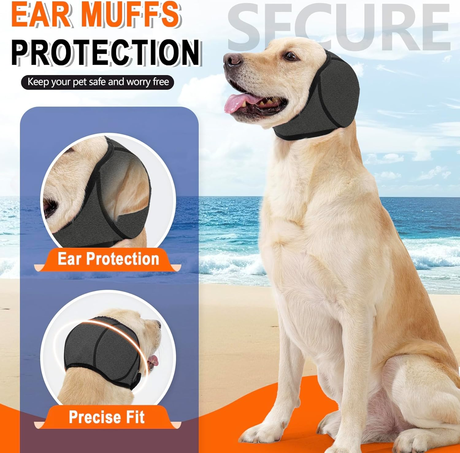 2 Pcs Dog Calming Hood, Waterproof Anxiety Relief Ear Cover, Thunder and Fireworks Protection Snood (Grey+Pink, M) image number 6