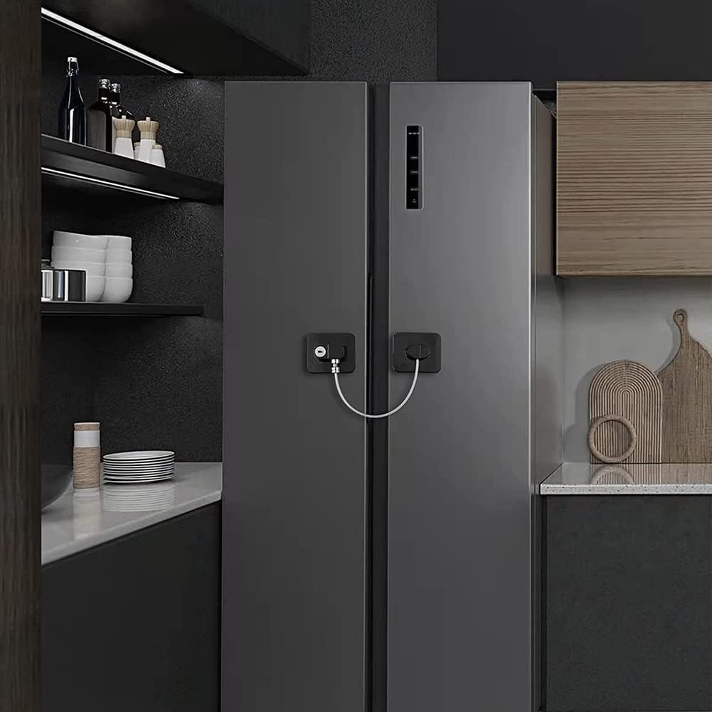 3P Black Children Safety Refrigerator Door Lock,Kids Security Window Lock,Cabinet Lock,Fridge Freezer Locks with 6 Keys image number 1