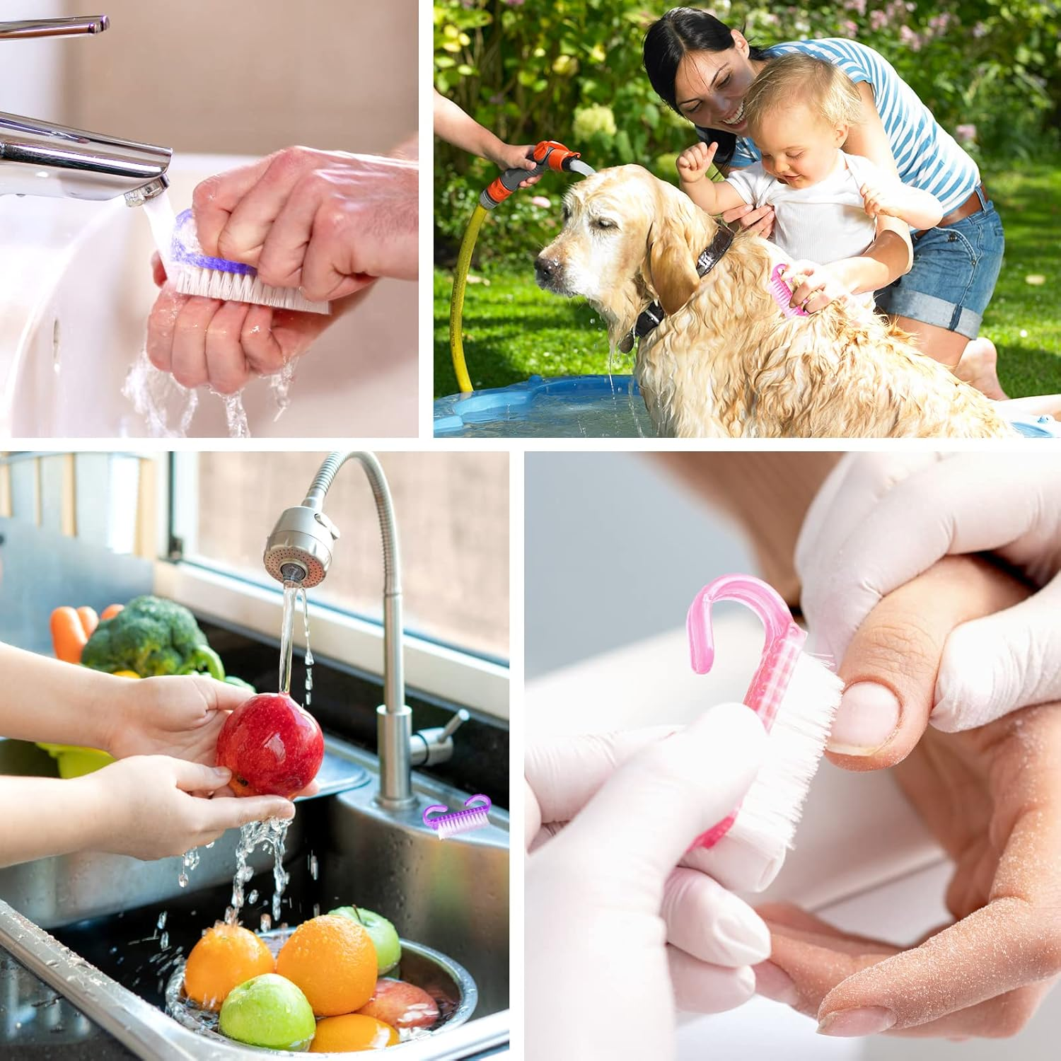 Nail Brush, 6 Pcs Nail Clean Brush, Plastic Handle Nail Finger Tip Scrubbing Brushes for Nails, Garden, Home & Salon Use image number 1