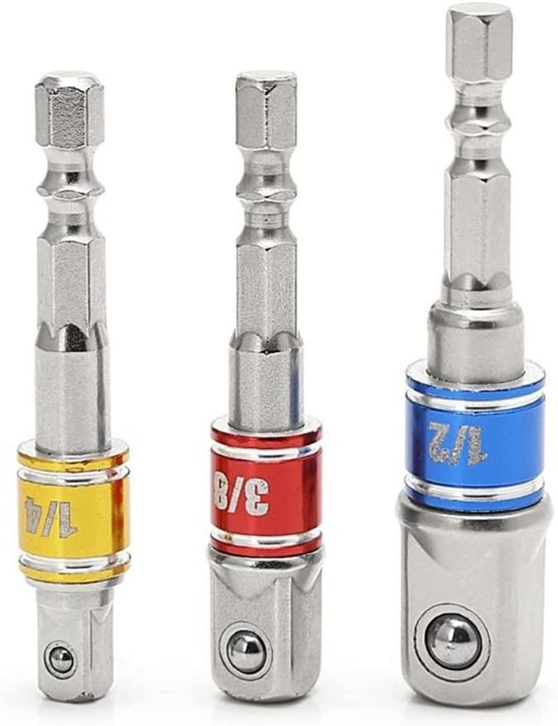 QISF Extension Bar Hex Shank Socket Adapter Drill Bit, 3Pcs Impact Socket Square Nut Driver Bit + 3Pcs 1/4 Hex Shank Screwdriver Bit Holder + 1Pcs 1/4 Hex 105 Degree Right Angle Drill Attachment image number 4