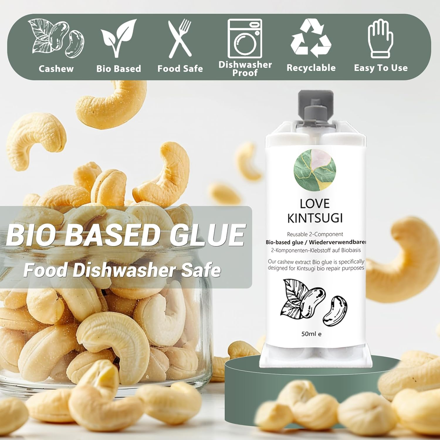 Bio Kintsugi Repair Kit Gold Food Safety Repair Your Meaningful Pottery, Dishwasher Safety, Perfect for Beginners, Bring Japanese Art to Your Home image number 1