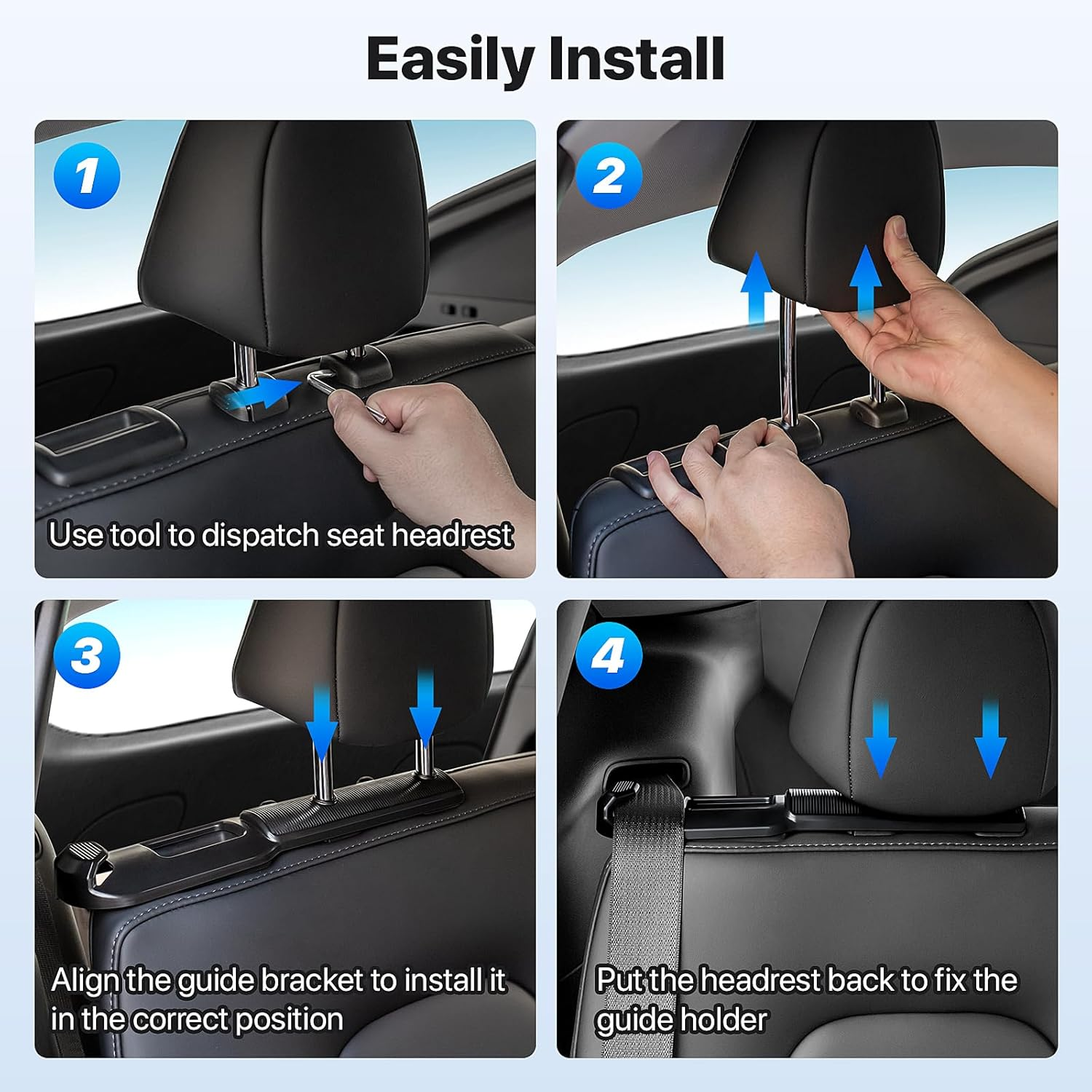 Backseat Seatbelt Guide Holder with Hook for Tesla Model Y 2020-2024 (2 Pack) image number 5