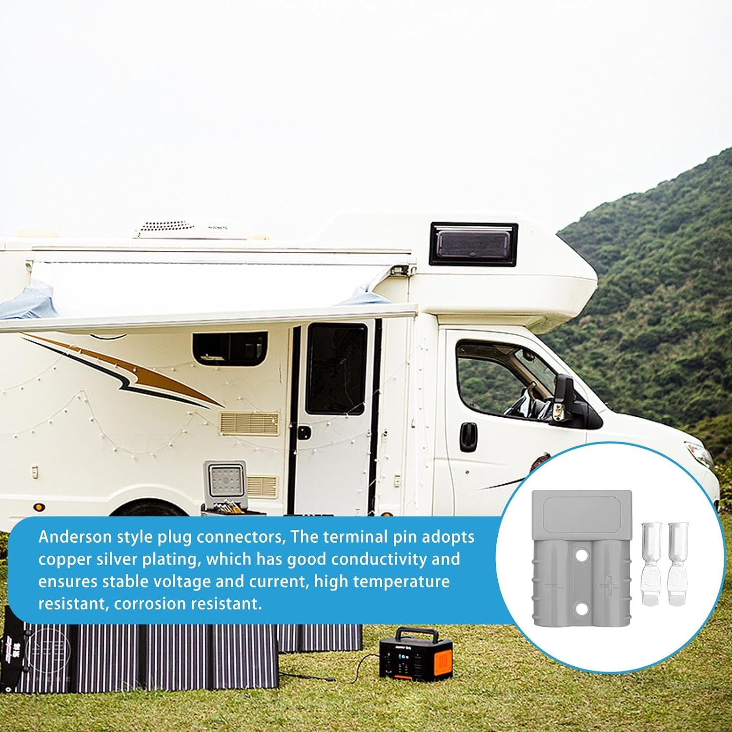 50 AMP Anderson Plug Connector, PIOGHAX 10 Pcs Battery Connection Quick Connector with 6AWG Silver Plated Copper Terminals,12-24V Outdoor DC Solar RV Power image number 5