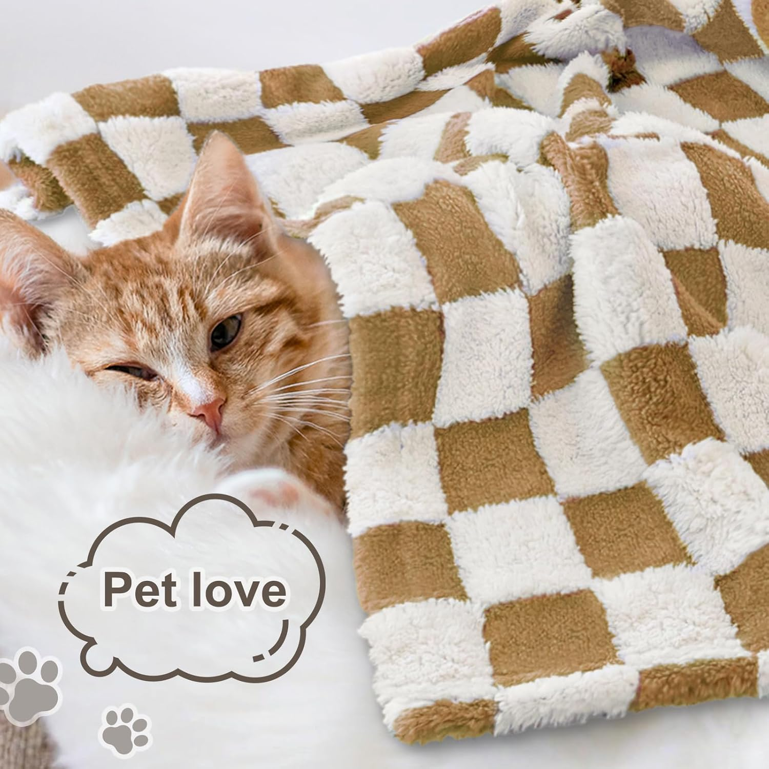 HOMRITAR Super Soft Baby Blanket for Boys Girls Warm Cozy Reversible Checkerboard Toddlers Blanket, Fluffy Fuzzy Plush Lightweight Bed Blanket with Chessboard Grid Design 350GSM Khaki 30 X 40 Inch - Baby Blue image number 6