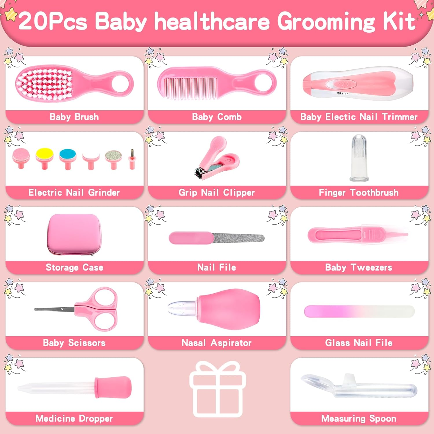Baby Grooming Kit, Infant Safety Care Set with Hair Brush Comb Nail Clipper Nasal Aspirator Ear Cleaner,Baby Essentials Kit for Newborn Girls Boys image number 3