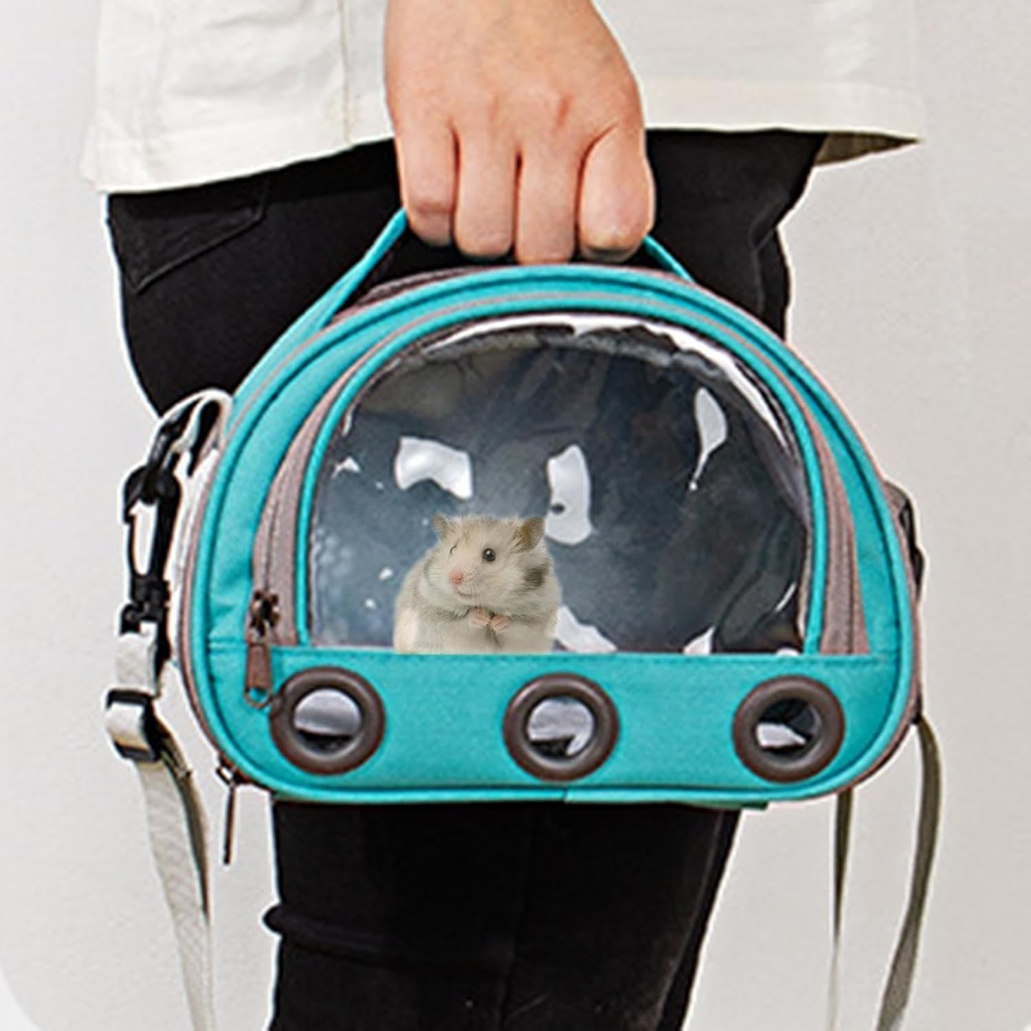 Hamster Travel Carrier Bag Guinea Pig Carrier Bag Travel Small Animals Chinchilla Outgoing Carrier Cage Carrying Shoulder Bag, Pink, S (Blue,Small)