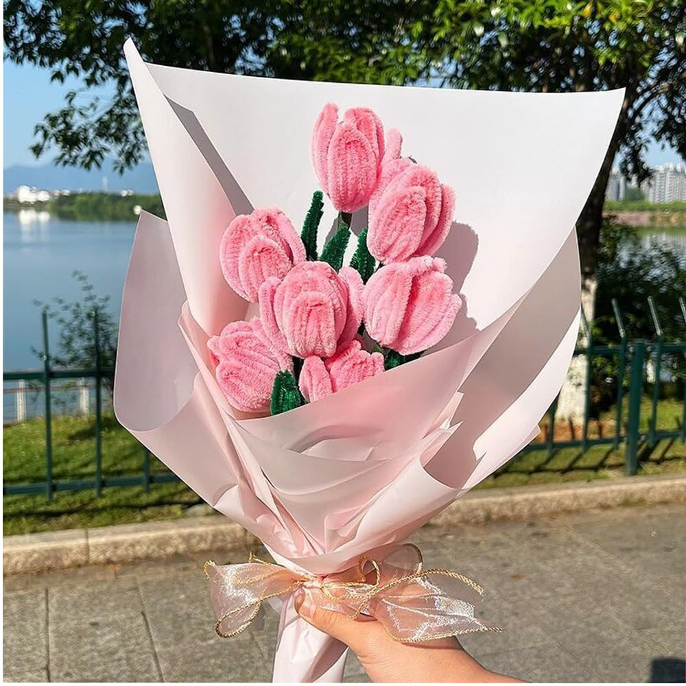 Pipe Cleaner Craft Set 5 Assorted Colors,Thick Fuzzy Chenille Stem Pipe Cleaners for DIY Craft Projects Christmas Tree Decorations image number 2