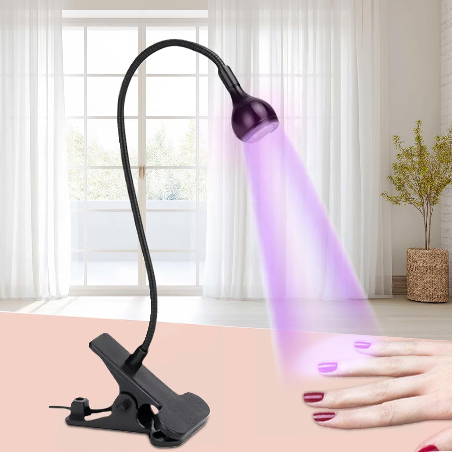 UV Light for Gel Nails, Clamp on Gooseneck UV Light for Nails, Small USB UV Lamp, Manicure Dryer, Home Salon Nail Accessories for Women Girls image number 6
