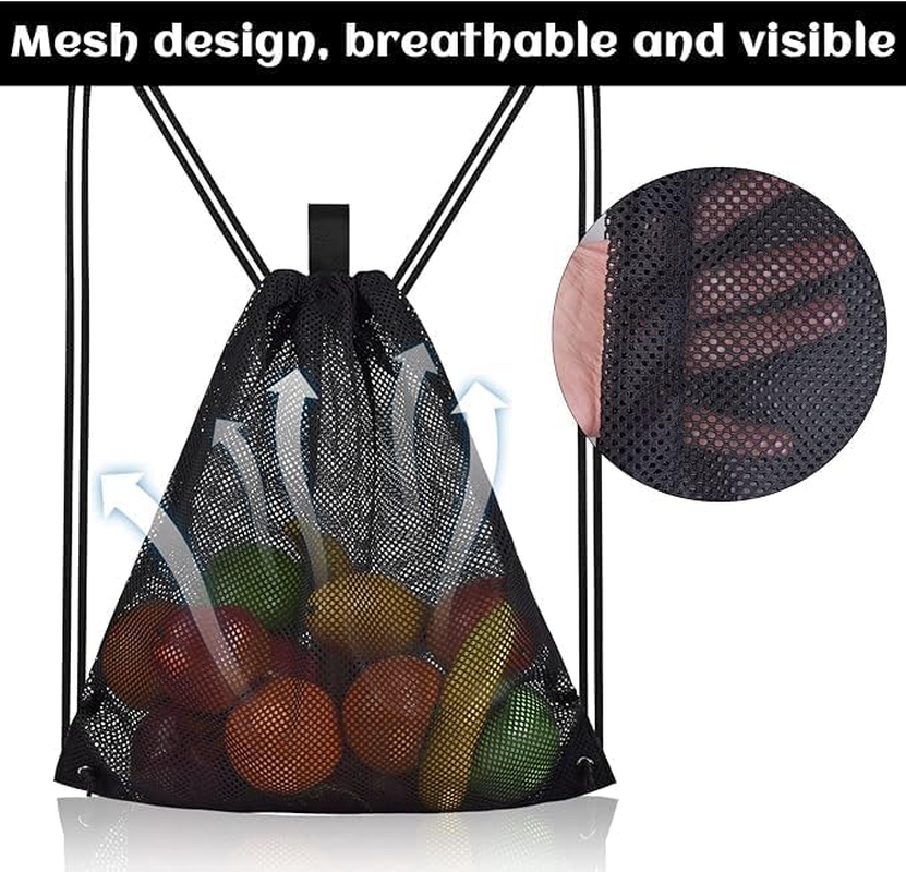 Large Mesh Beach Bag with Drawstring - Gym Backpack for Sports and Outdoor Activities