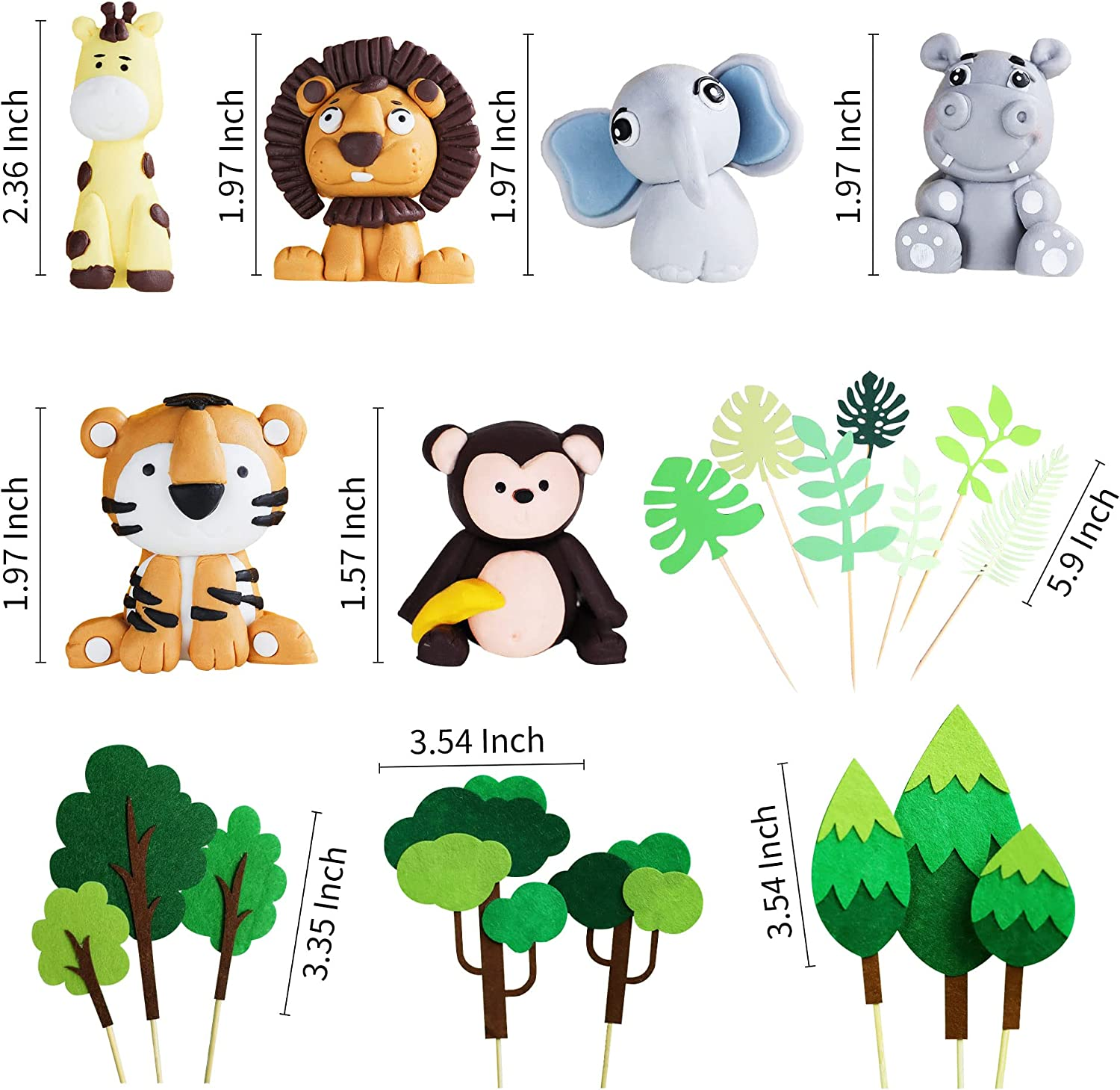 Jevenis Safari Animals, Elephant, Jungle Animals Cake Decoration - Wild One Palm Leaves Giraffe Decoration image number 4