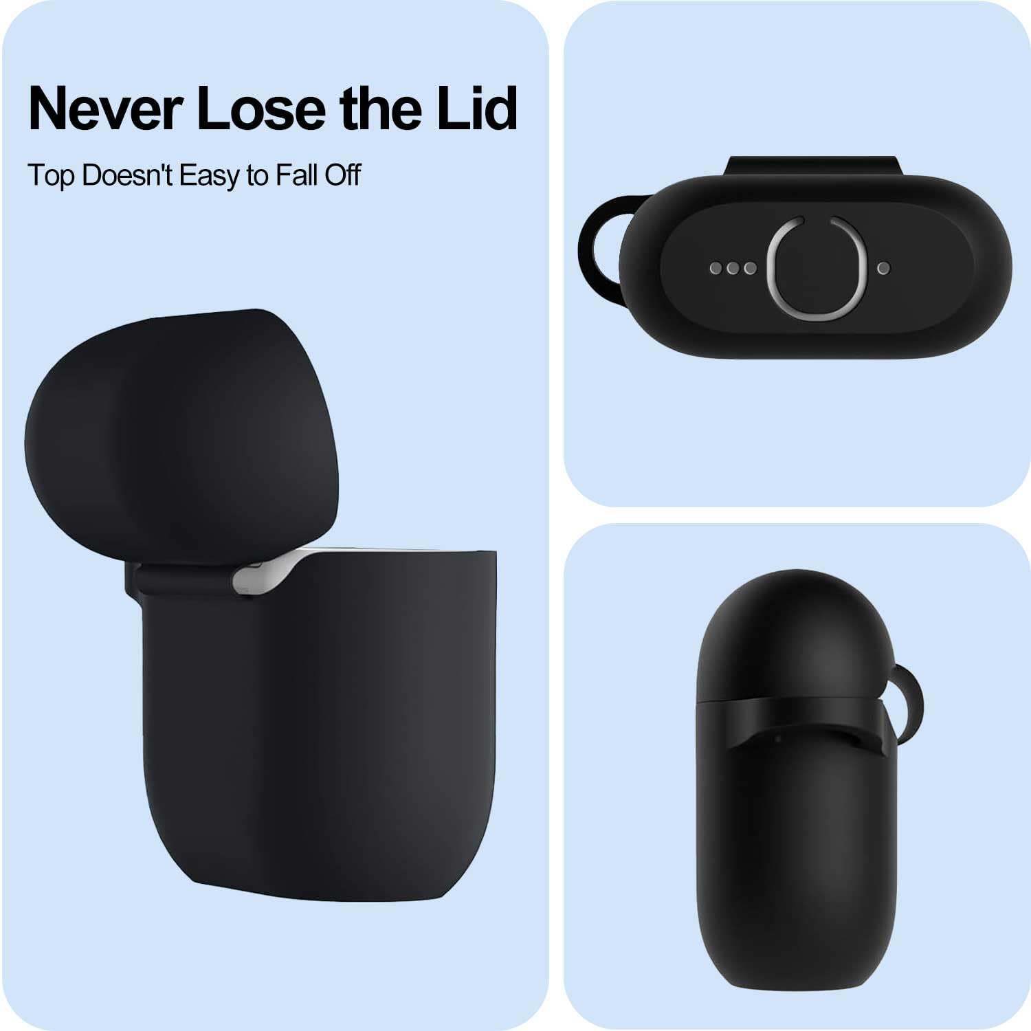 T Tersely Silicone Case Cover Compatible with Airpods 4(2024) - Premium Silicone with Hook, Supports Wireless Charging, Shockproof Protection - Black image number 2