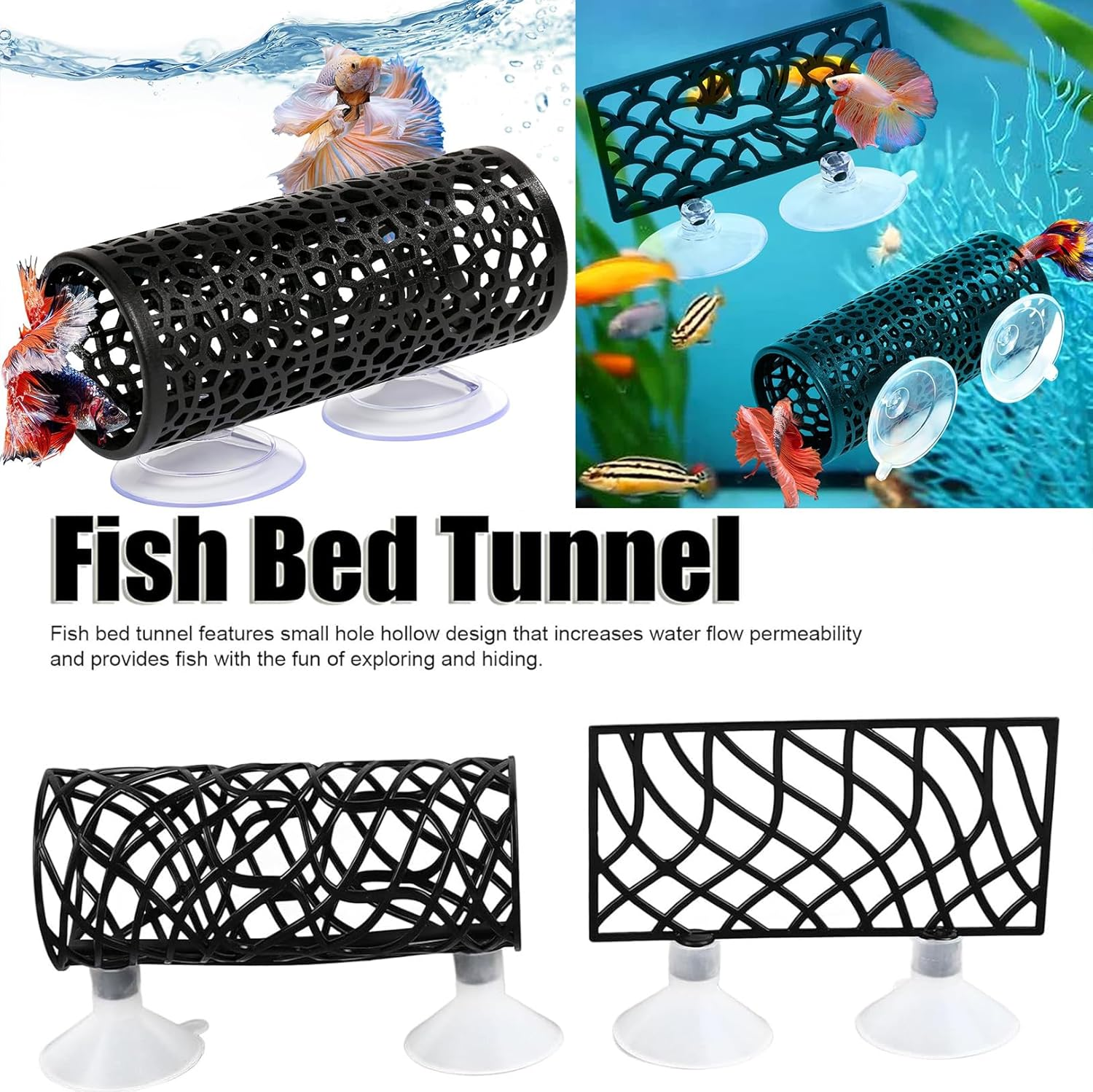Multipurpose Fish Tank Accessories,Hollow Aquarium Betta Shelter,Betta Sleeping Tube,Space Saving Betta Hammock for Fish,Shrimp Etc. image number 3