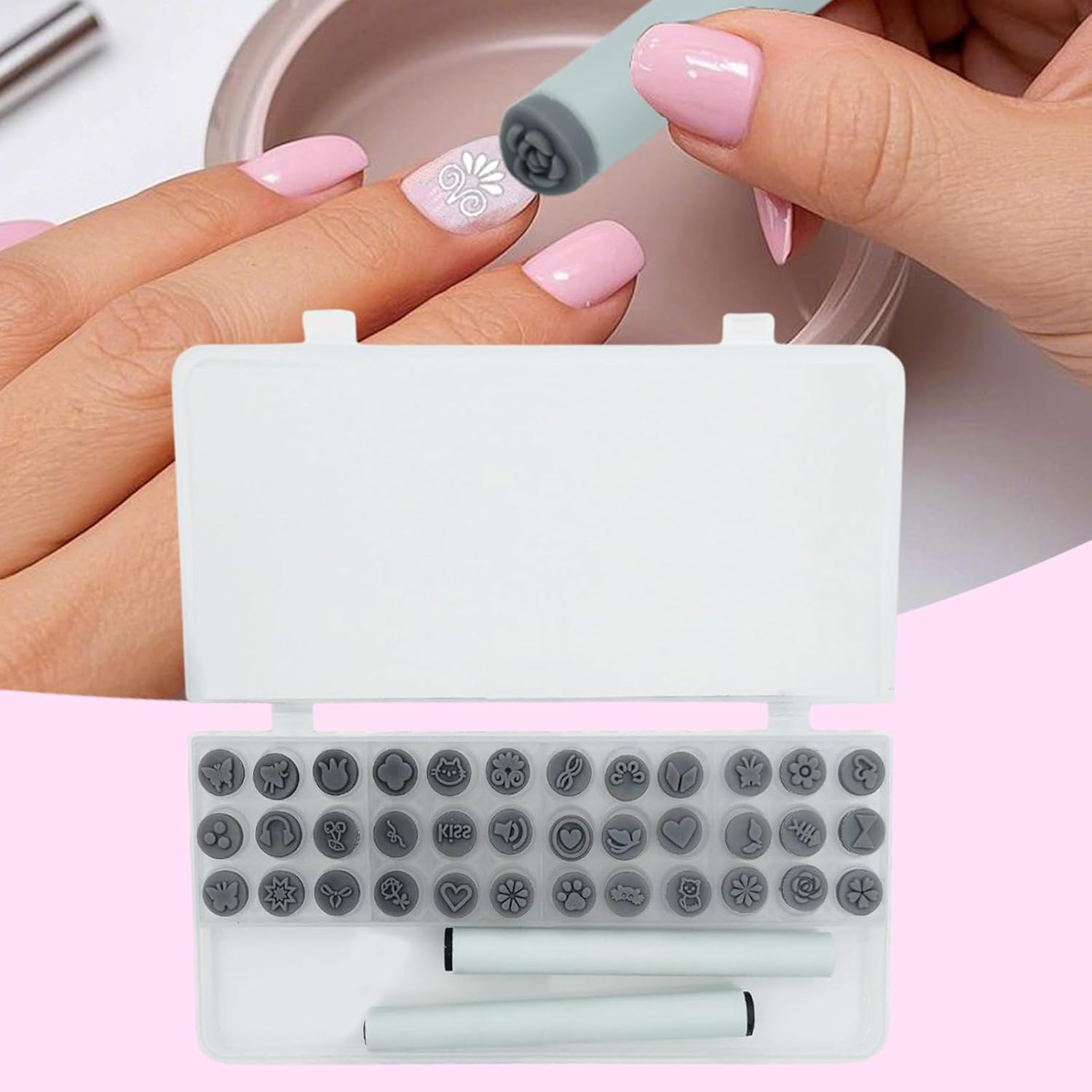 Nail Stamp Pen Set,Animal Flower Pattern Nail Stamper Pen | Portable Manicure Decoration Accessories for Women Teens Kids Children Teenagers Friends image number 4