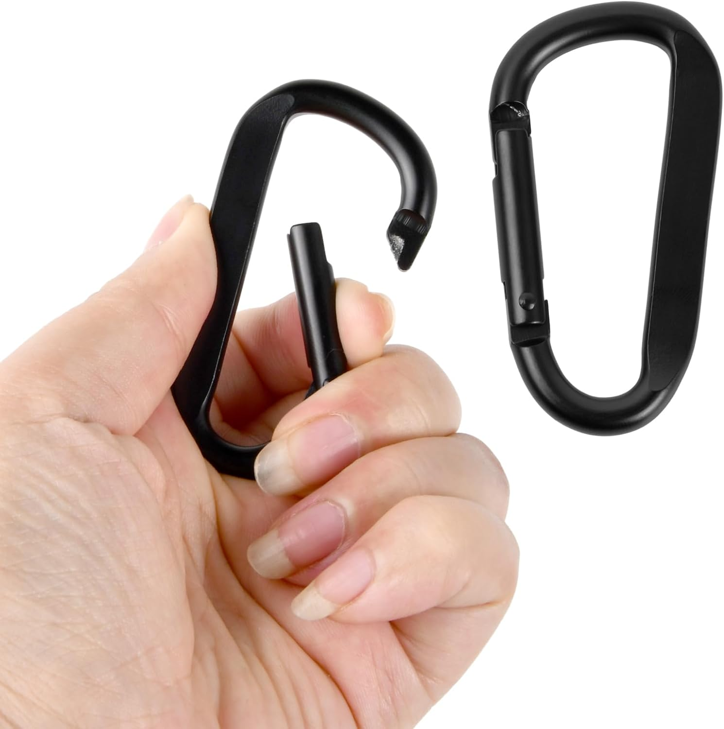 6 PCS Carabiner Clips (68Mm) - Aluminum Carabiners in Black for Hammocks, Keychains, Camping, Fishing, Swings, and Hiking Accessories - Screw Lock Carabiner Hooks image number 6