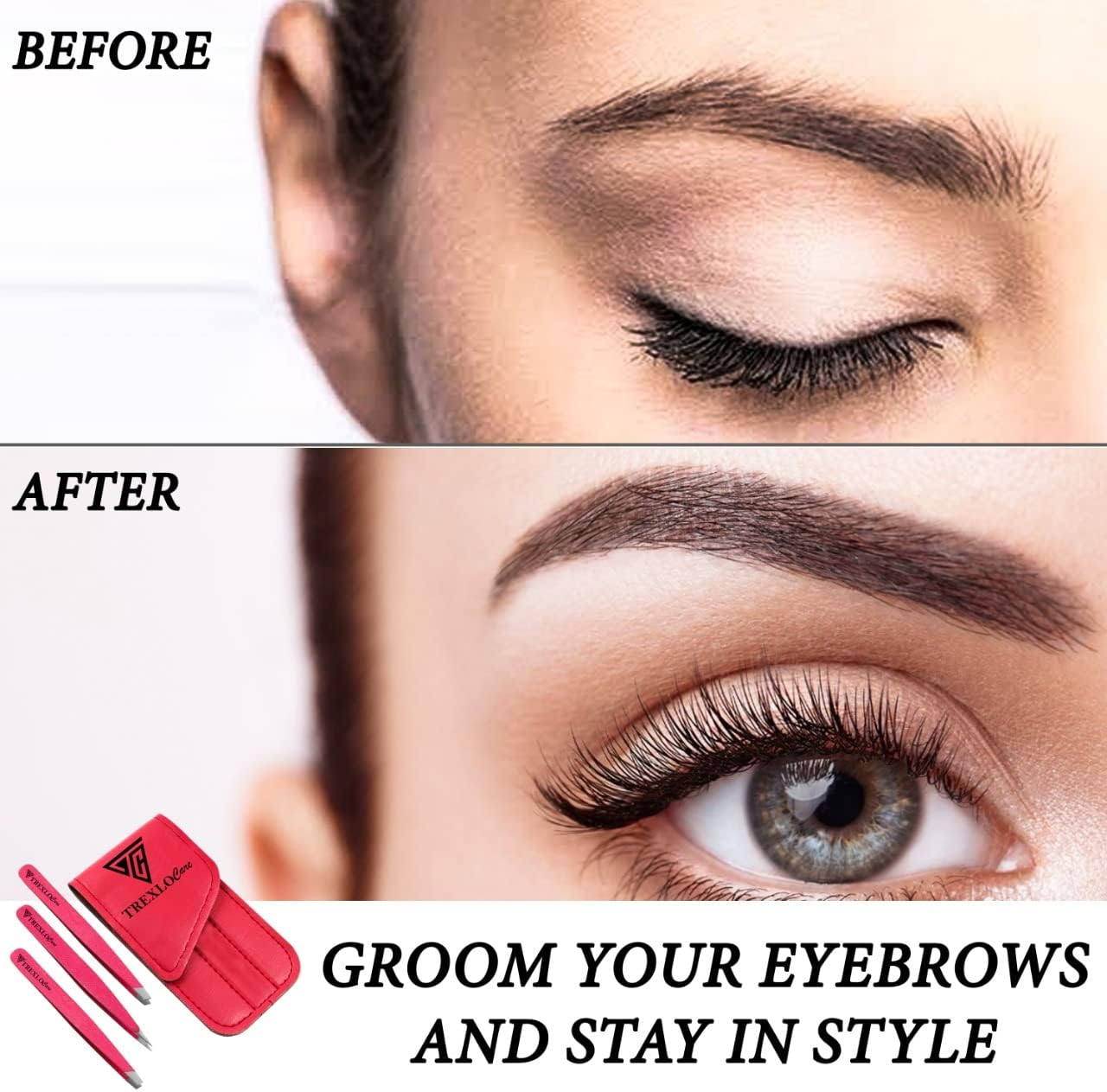 Professional Stainless Steel Precision Eyebrow Tweezers 3 Pack Pink for Eyebrows Plucking Facial & Ingrown Hair Splinter Blackhead & Tick Remover False Eyelashes Tools Set image number 3