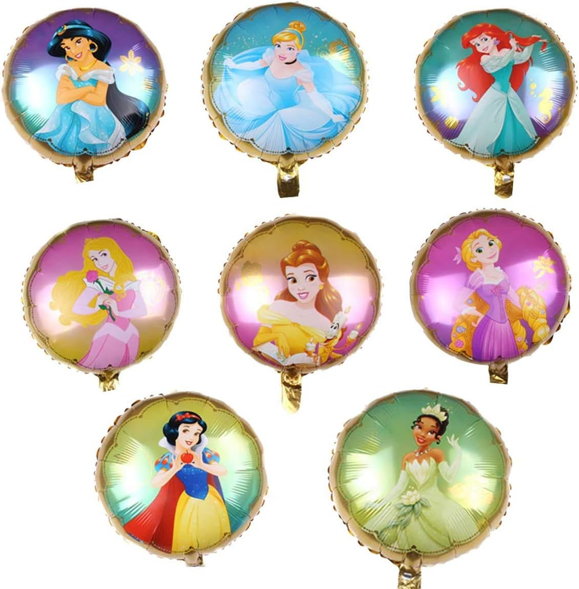 8PCS Disney Princess Foil Balloons for Girl&rsquo;S Birthday Baby Shower Princess Themed Party Decorations