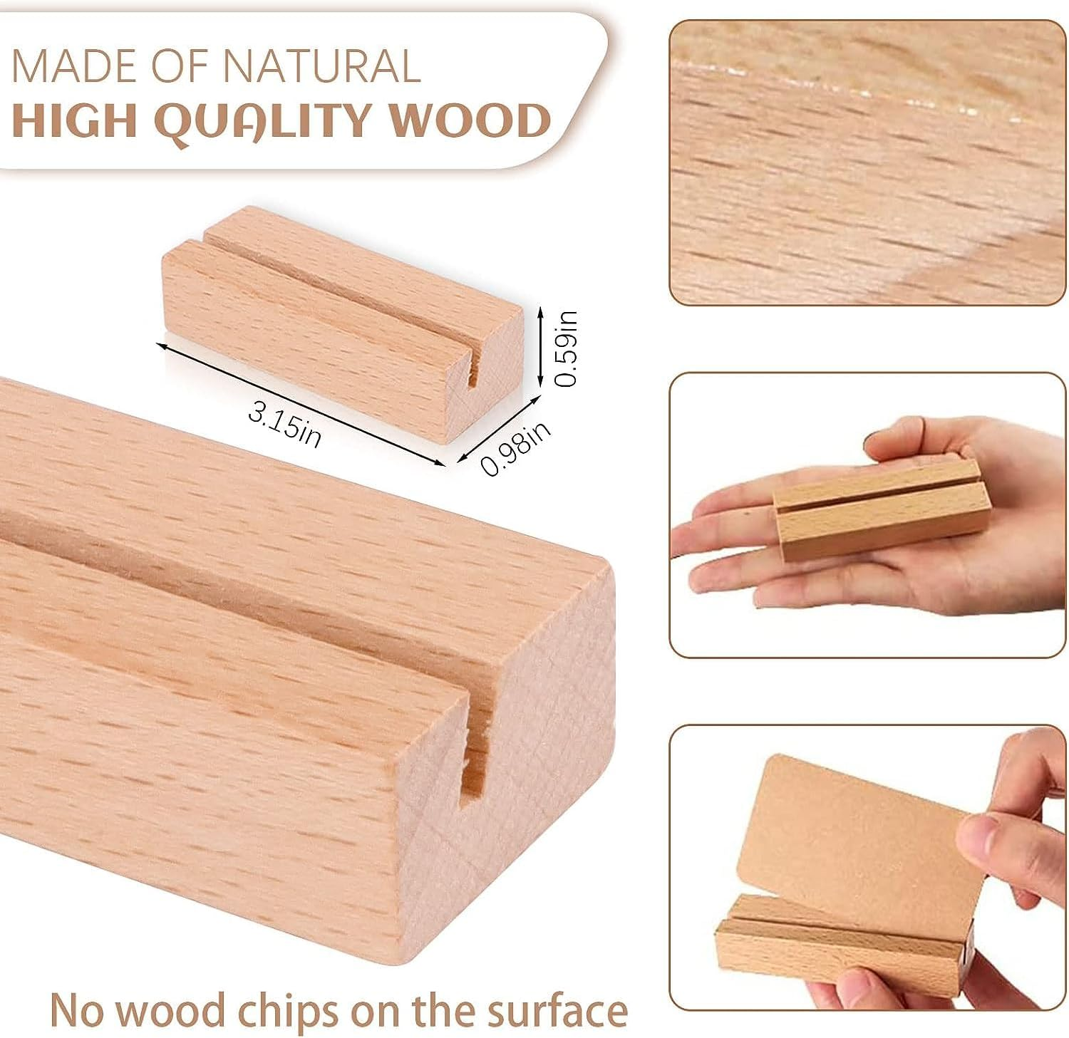 20Pcs Table Number Holders Stands, Wood Sign Holders for Wedding Table Numbers, Menu Holder Place Card Holders for Display Name Card Photo Memo image number 4