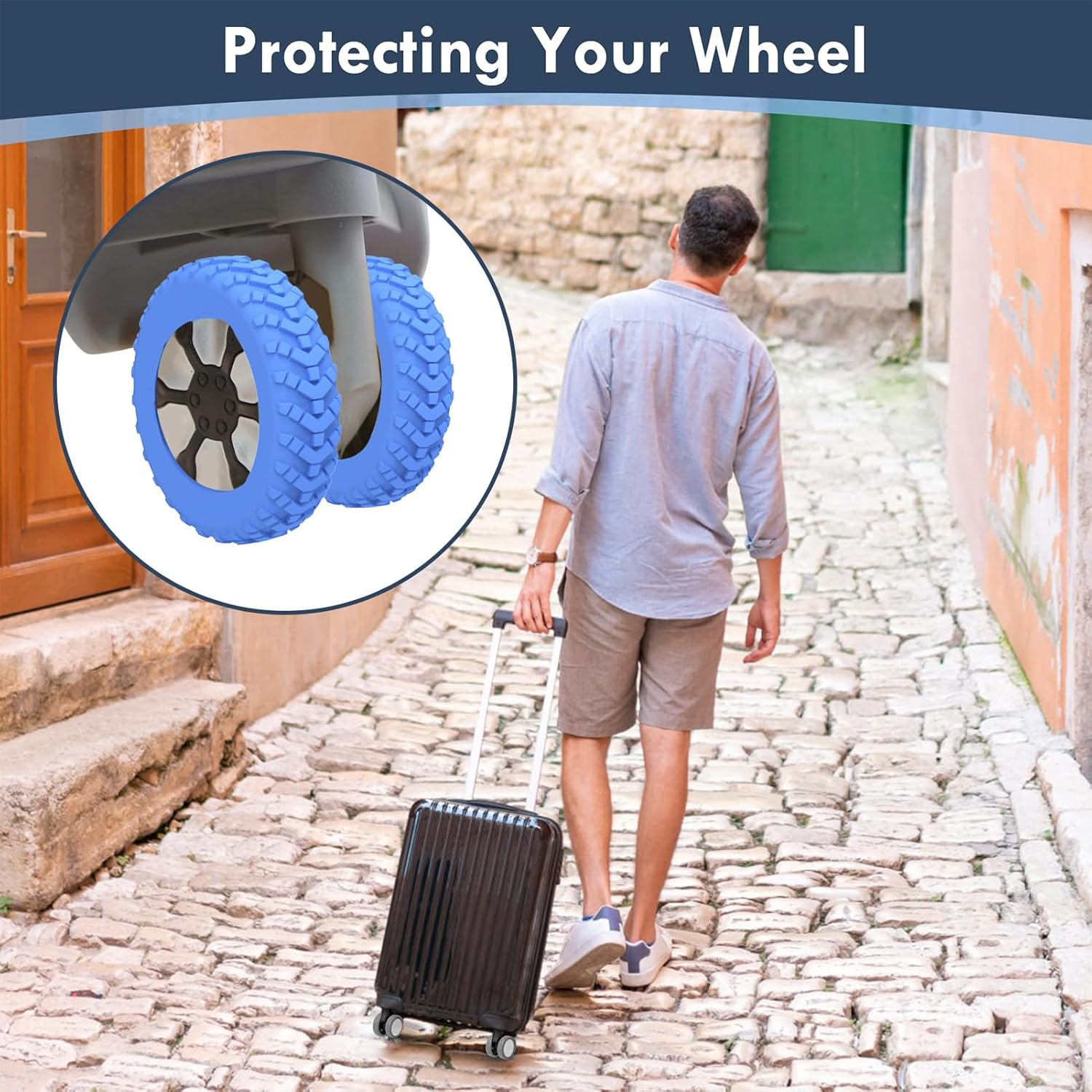 8Pcs Luggage Wheel Covers, Silicone Luggage Wheel Protector Covers, Reduce Noise Shock-Proof Luggage Spinner Wheel Covers image number 3