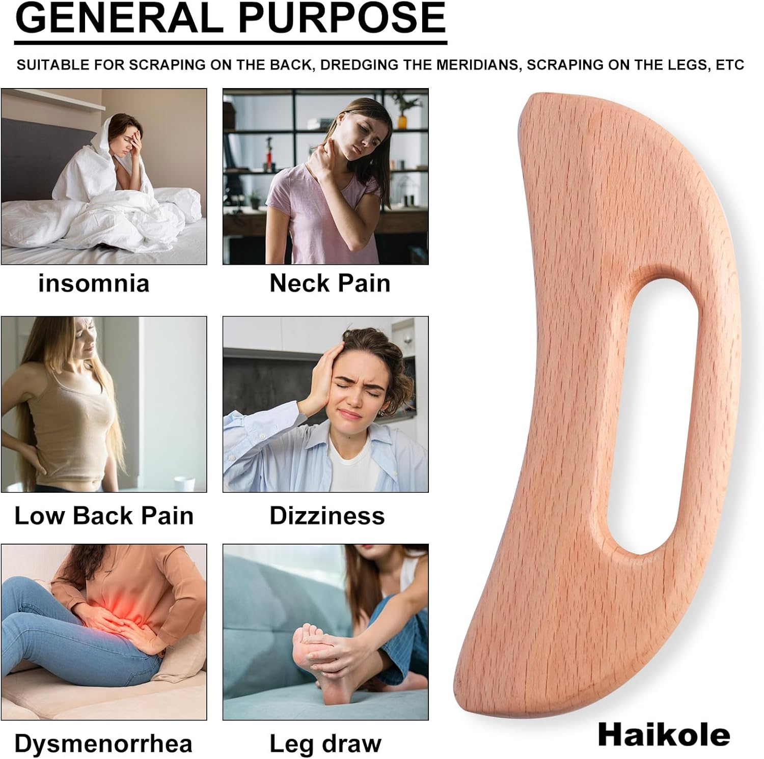 Enttgo Body Gua Sha Tool, Wooden Lymphatic Drainage Massage Tool for anti Cellulite and Muscle Fatigue Relief, Wood Therapy Massage Wand for Neck, Back, Face, Legs and Arms image number 1