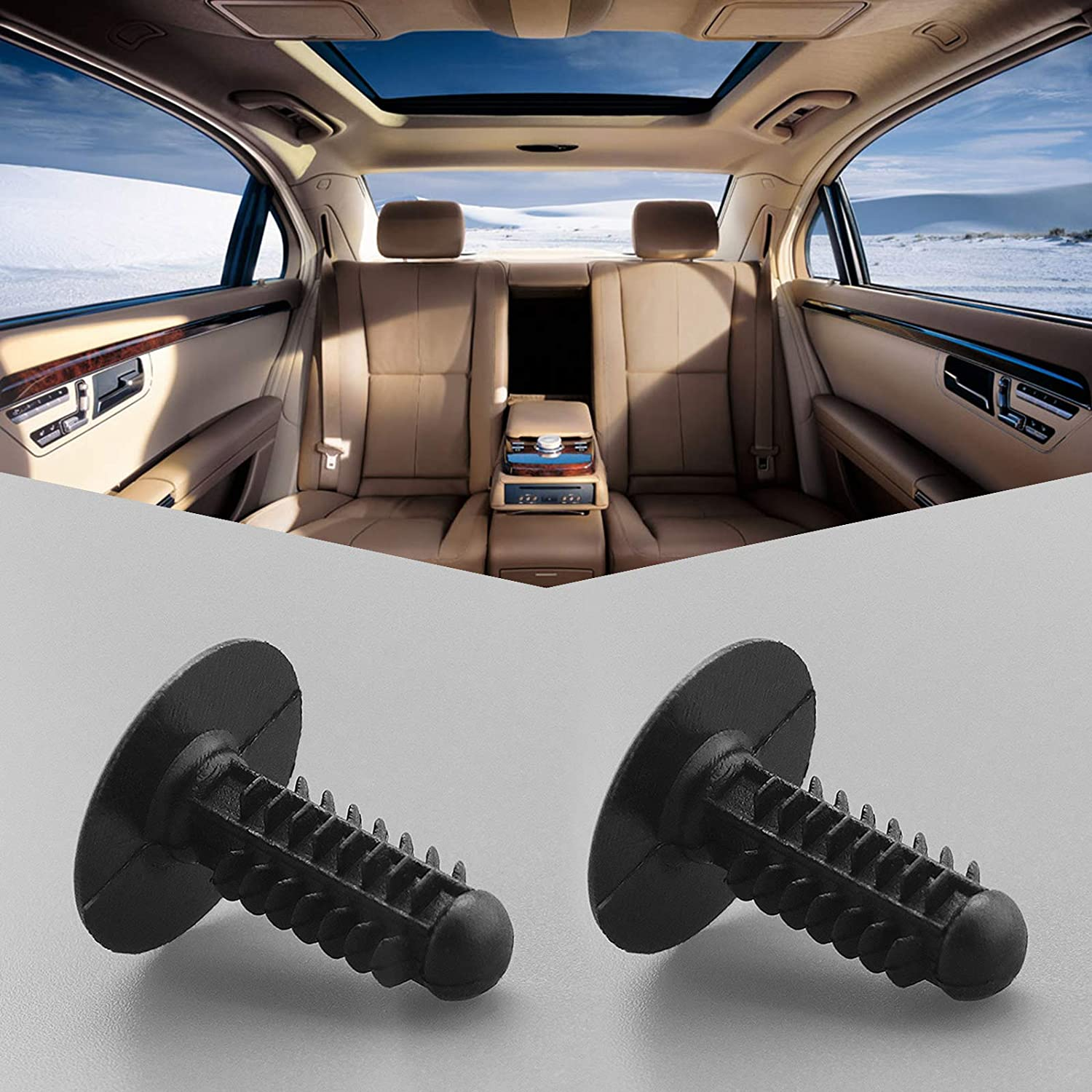 Emsea 100Pcs Fir Tree Trim Clip Car Interior Tree Buckle 8Mm Hole 18Mm Head Compatible with GM Compatible with VW