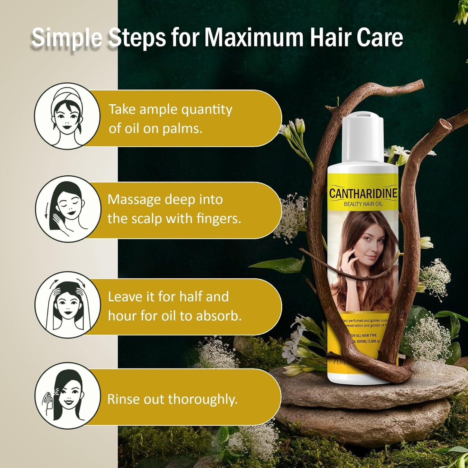 7 DAYS Cantharidine Hair Oil | Hair Fall Control & Hair Growth with Sesame Oil & Brahmi | Hair Oil for Men & Women(100 Ml) image number 3