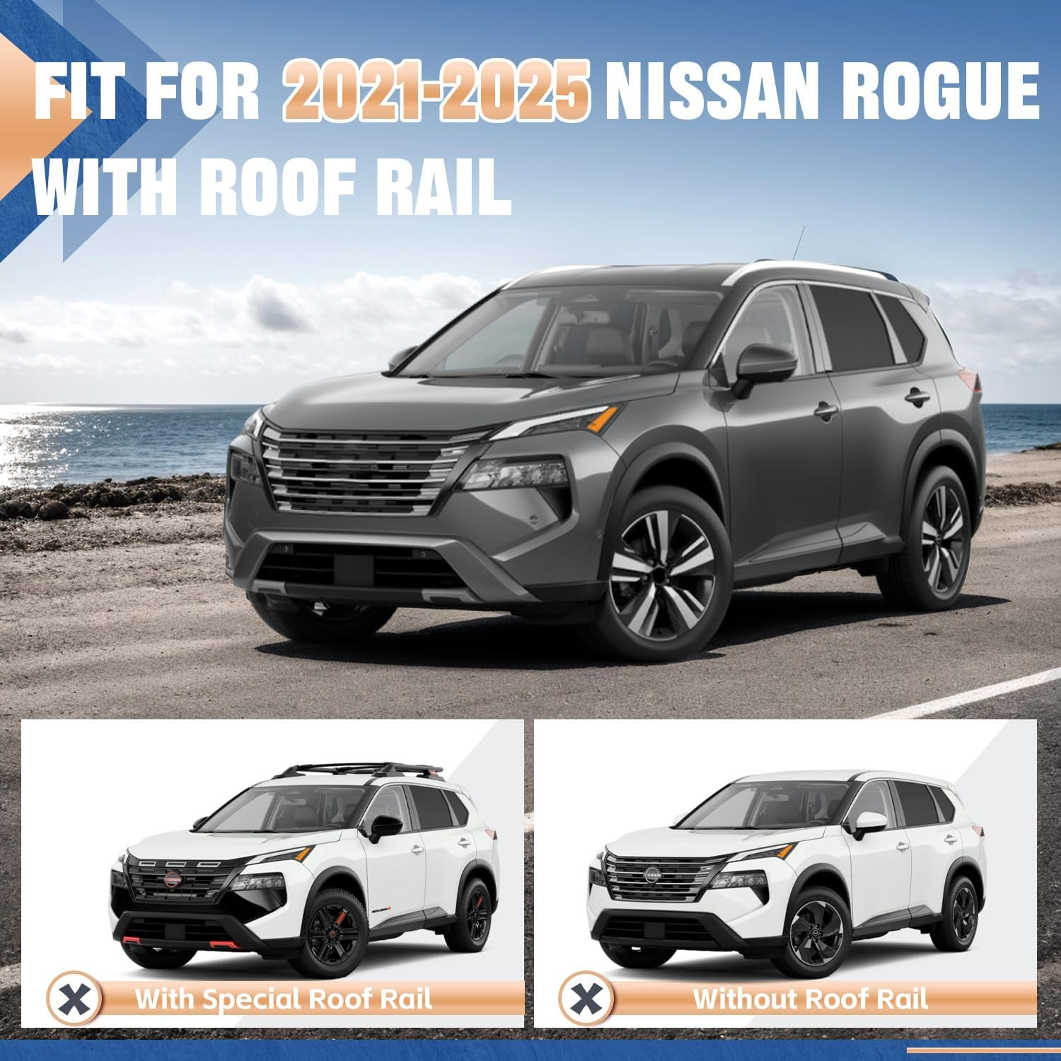 &lrm;AUXPACBO Real Lockable 220 LBS Cross Bar Fit for Nissan Rogue 2021 2022 2023 2024 2025 SV SL Platinum with Roof Rail Roof Rack Crossbars Rooftop Luggage Cargo Carrier for Canoe Kayak Bike