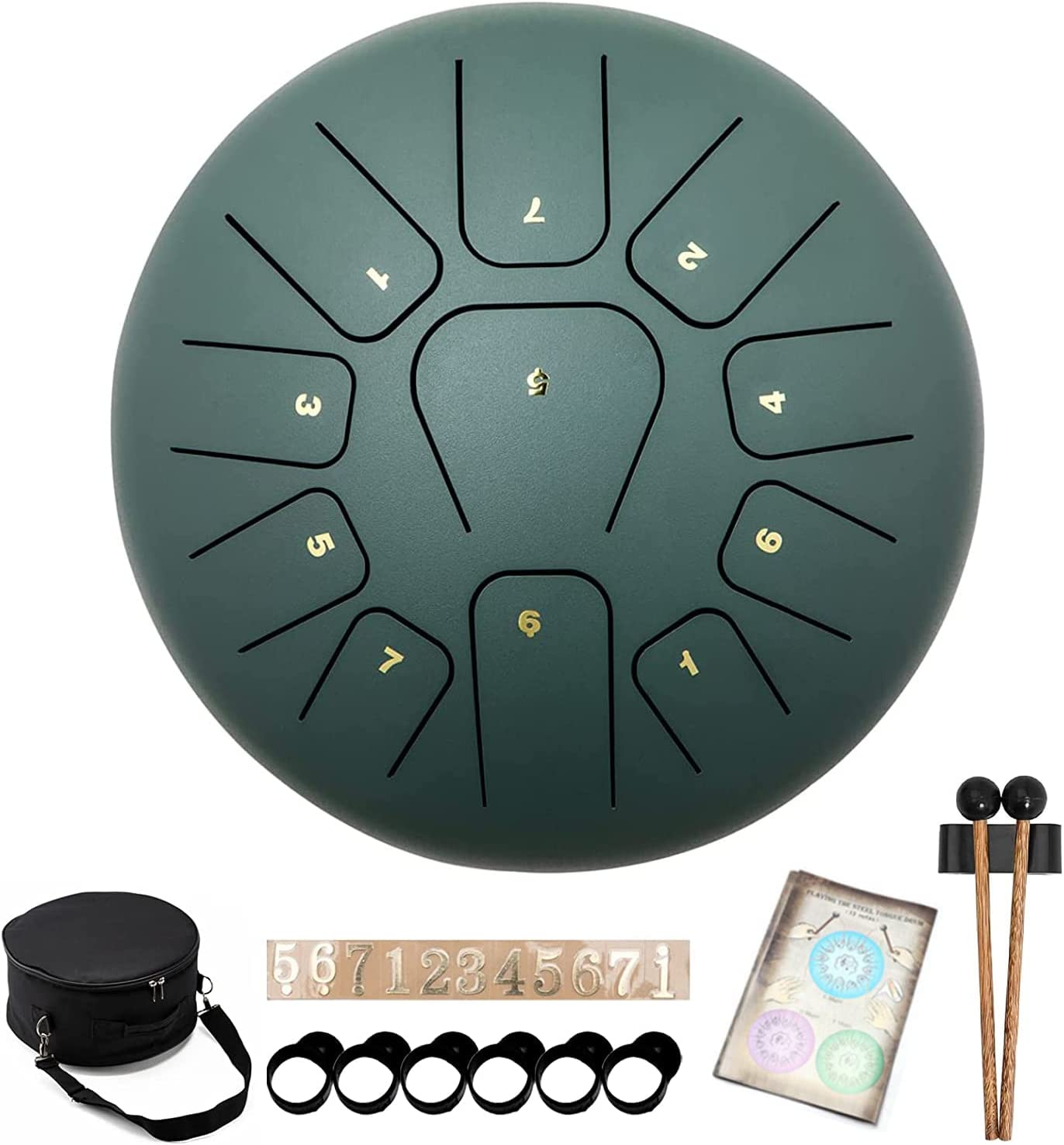 Steel Tongue Drum 10 Inches 11 Notes, Percussion Instrument for Adult Kids, Handpan Drum with Carry Bag, Music Book & Drum Mallets