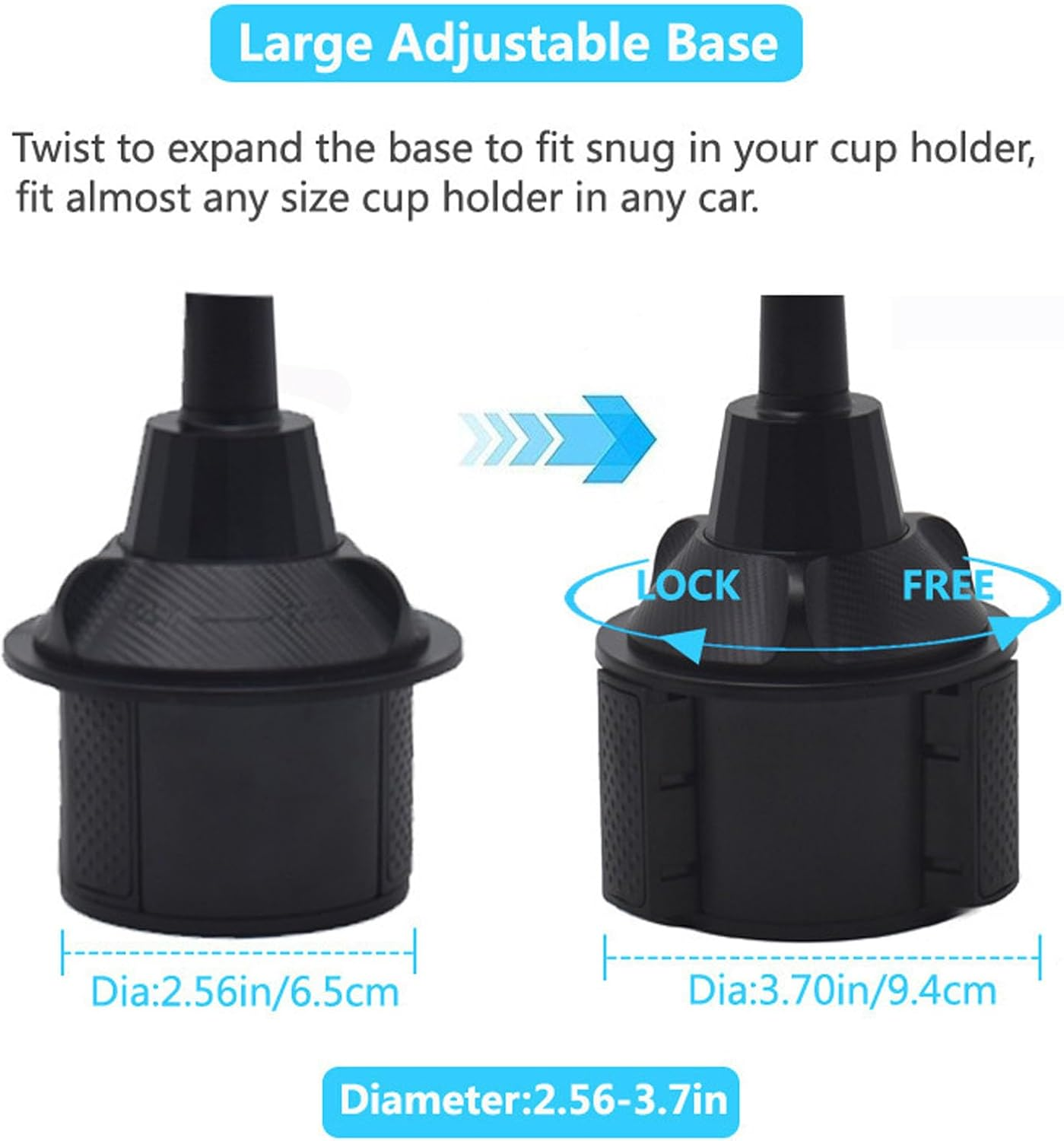 Cup Holder Phone Mount, ABS 360&deg; Rotation, Universal Cell Phone Holder for 4-7 Inch Smartphones with Long Neck, Adjustable Base for Car, Truck, Rvs, Boats, Golf Carts image number 4