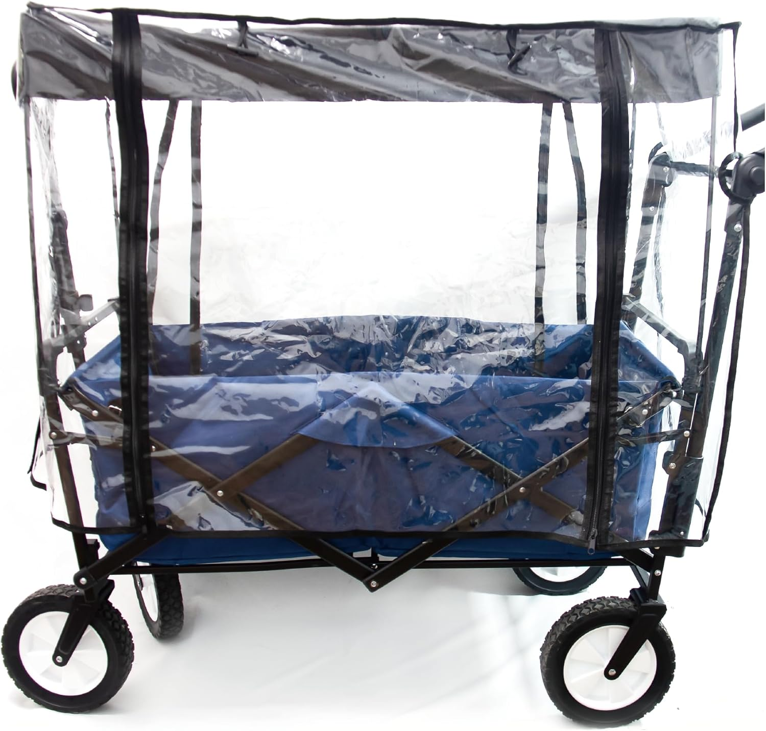 Rain Cover for Garden Carts,Universal Clear Plastic Waterproof Cover for Wagon - EVA Rain Cover Fits Most Wagon Models - Protects Children and Cargo from Rain and Snow image number 1