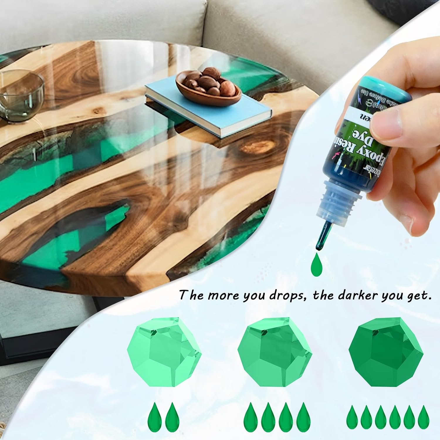 Roizefar Epoxy Resin Pigment - 26 Color Liquid Transparent Resin Colorant,Epoxy Resin Dye for Resin Colour Art, DIY Jewelry Making Supplies - AB Resin Colouring for Paint, Crafts- 10Ml Each - 12 Colours image number 2