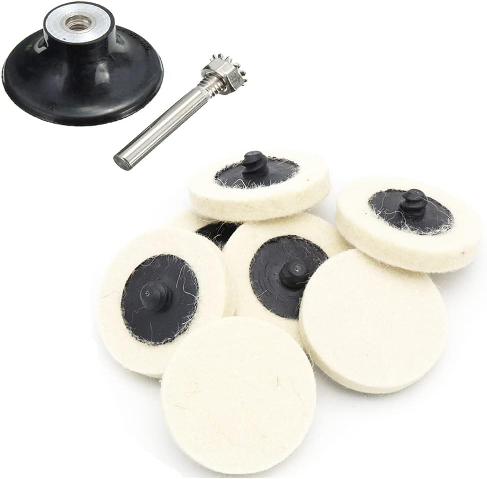 10Pcs Wool Felt Polishing Pads, 2" Compressed Wool Fabric Disc Buffing Wheels with 1/4 Inch Rod Disk for Grinding, Sanding and Cleaning