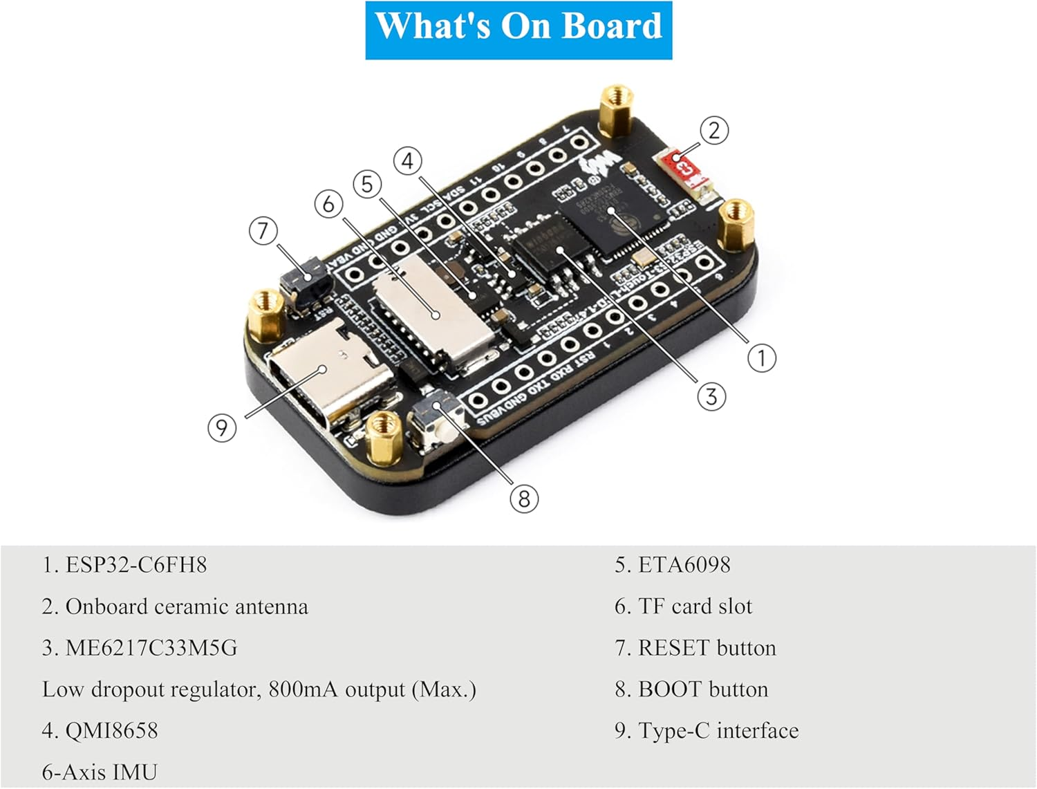 ESP32-C6 1.47Inch Touch Display Development Board, 172X320 Resolution IPS LCD, 262K Display Color, Supports W-F-I 6 / BLE 5, 160Mhz RISC-V Processor, Type-C, Suitable for Aiot Applications image number 4
