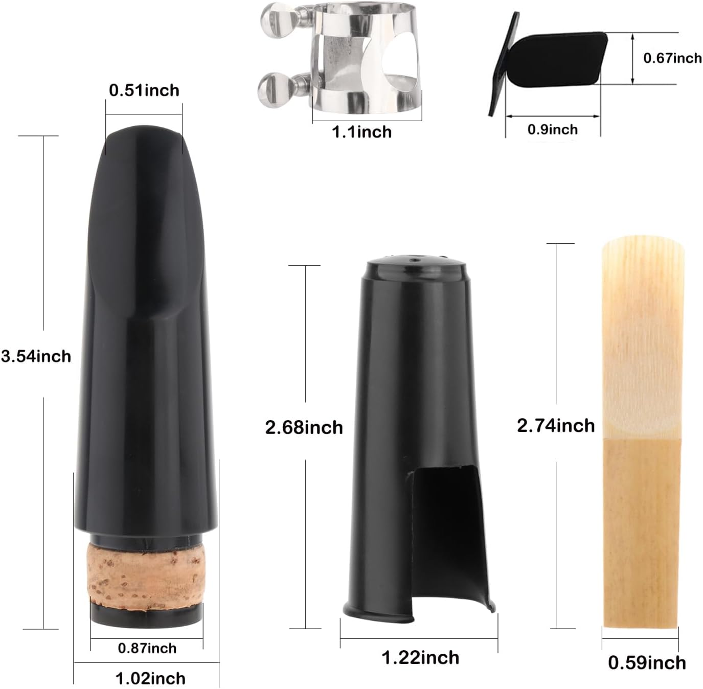 Clarinet Mouthpiece Kit, Includes Ligature+Clarinet Mouthpiece Cushions+Clarinet Reed 2.5+Black Clarinet Mouthpiece Plastic Cap