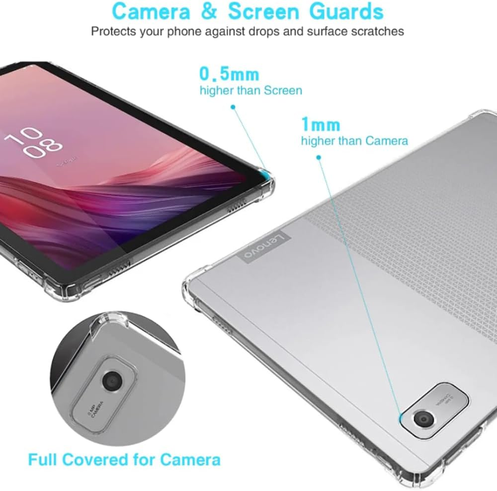 Case for Lenovo Tab M9 9 Inch, Electro-Weideworld Ultra Thin Shockproof Soft TPU Protective Case Cover, Clear image number 4