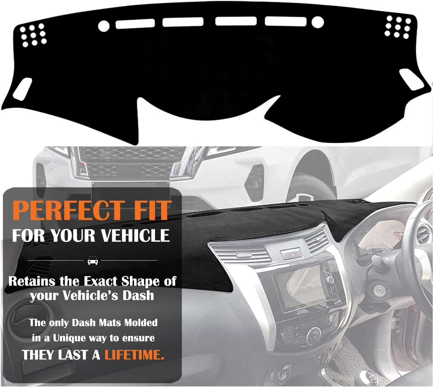 Evervenz Dash Mat for Nissan Navara 2015 2016 2017 2018 2019 2020 2021 2022 2023 2024 2025 Microfiber Leather（Without HUD） Dash Cover Dashboard Cover Navara02 image number 5