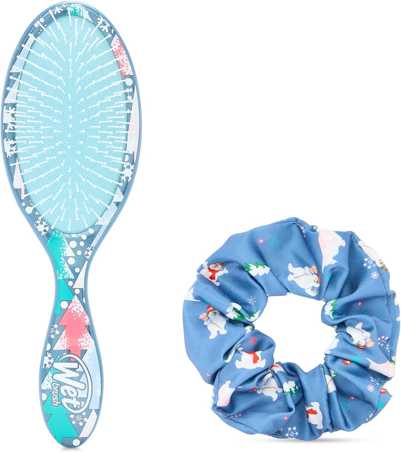 Wet Brush Original Detangler Hair Brush Frosty Kit - Ultra-Soft Intelliflex Bristles - Detangling Brush Glides through Tangles for All Hair Types (Wet Dry & Damaged) - 1 Brush & 1 Scrunchie