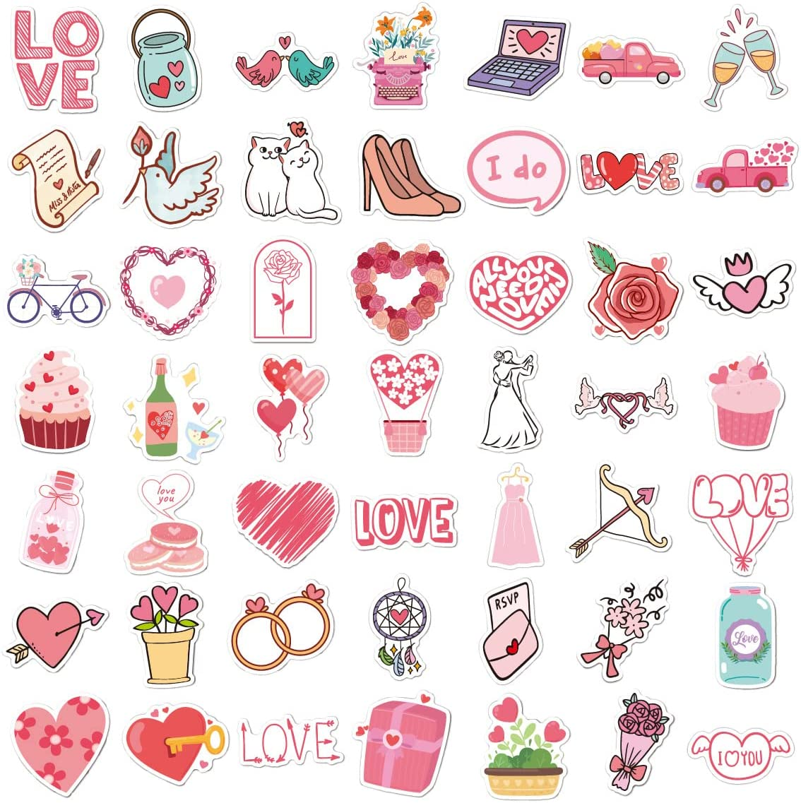 100 Pcs Love Stickers for Envelopes Scrapbooking Phone Wall Envelops Water Bottles Laptop Wedding Car Window, Vinyl Waterproof Love Valentine'S Day Stickers Decal for Gift. image number 4