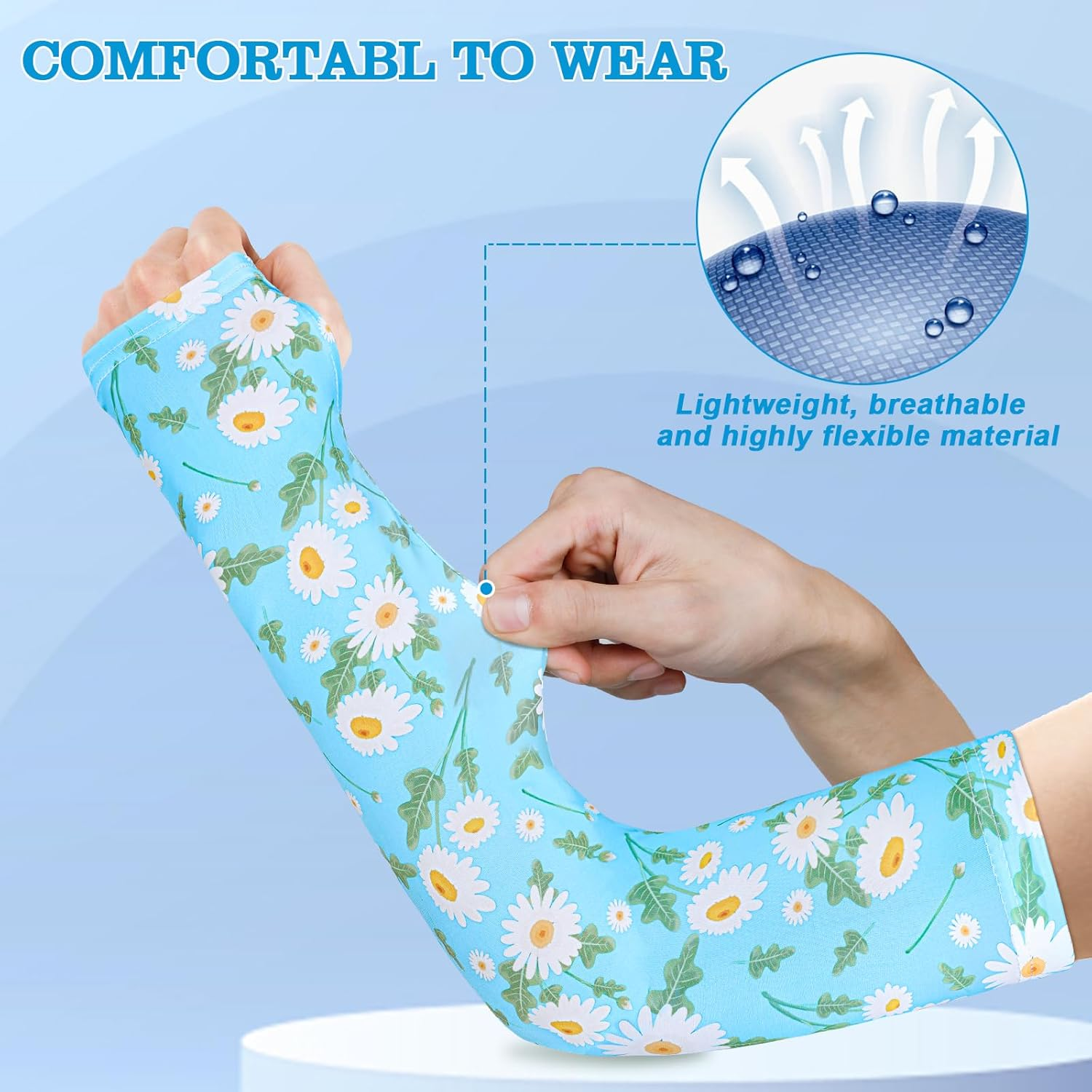 4 Pairs Gardening Sleeves Anti-Slip Arm Protection with Thumb Hole Sun Sleeve Cooling Arm Sleeves for Women Men Outdoor image number 4