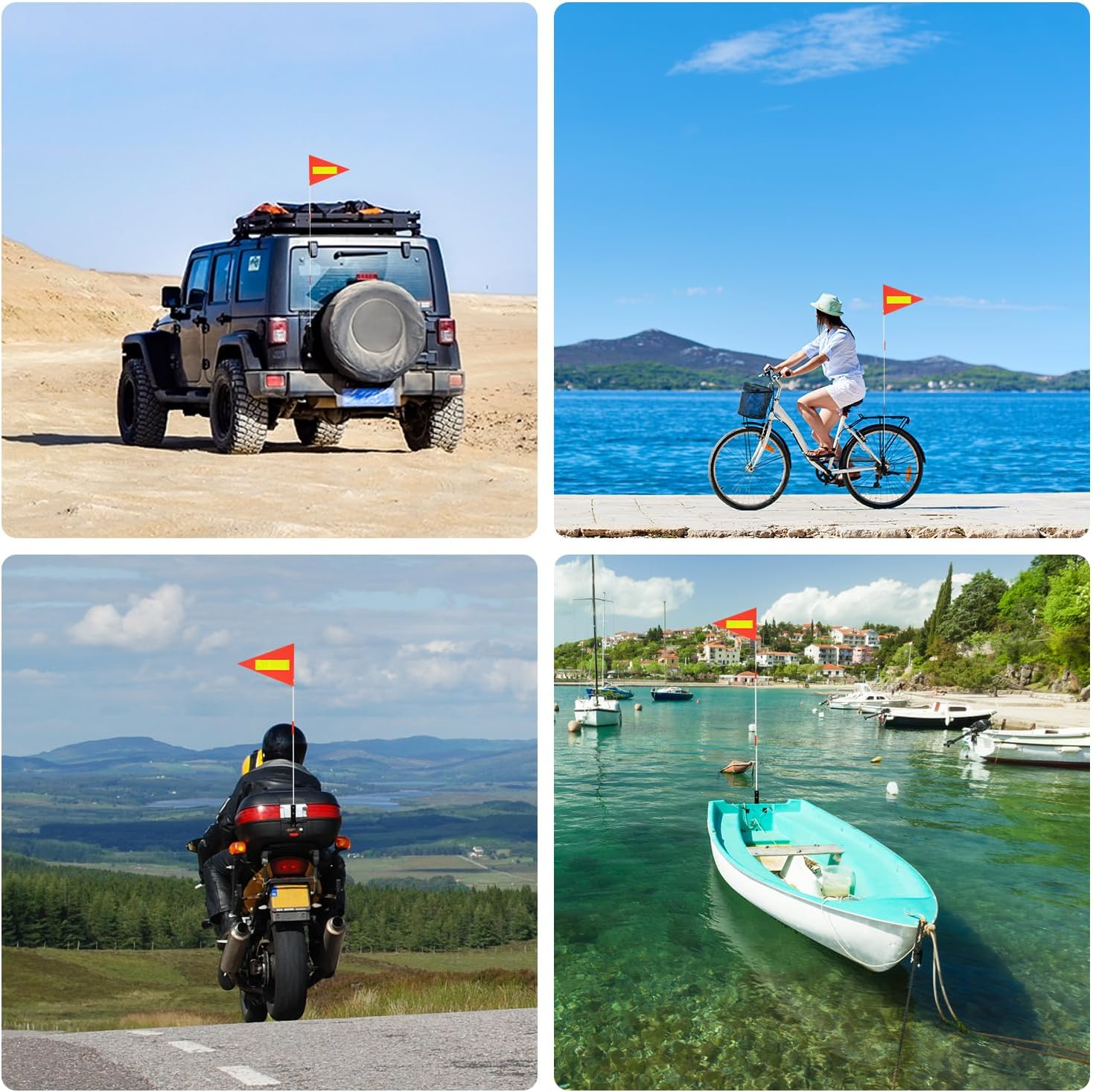 2Pcs Bike Safety Flag, Adjustable Height Bicycle Flag Reflective Atv Safety Flag with Fiberglass Pole Waterproof Bike Flag Orange Flag Bicycle Accessories for Adult and Children'S Bicycles image number 1