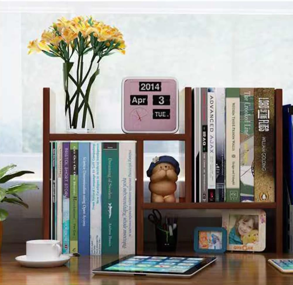 Adjustable Desktop Organizer Shelf &ndash; Natural Wood Office Storage Rack, Freestyle Desk Bookshelf for Home, Countertop Bookcase for Books, Supplies, Decor & Gifts image number 6