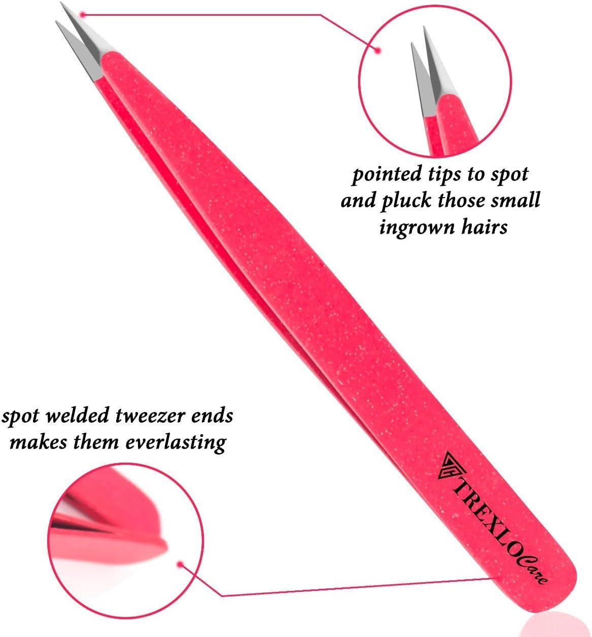 Professional Stainless Steel Precision Eyebrow Tweezers 3 Pack Pink for Eyebrows Plucking Facial & Ingrown Hair Splinter Blackhead & Tick Remover False Eyelashes Tools Set