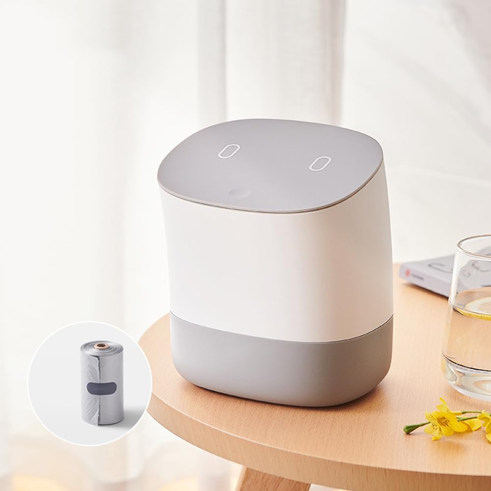 Mini Desk Trash Can with Lid-Removable Small Rubbish Bin-3.5L Plastic Trash Bin-Pop up Countertop Compost Bin-Counter Garbage Can for Bathroom,Office,Kitchen,Bedroom,Desk,Coffee Table, Green